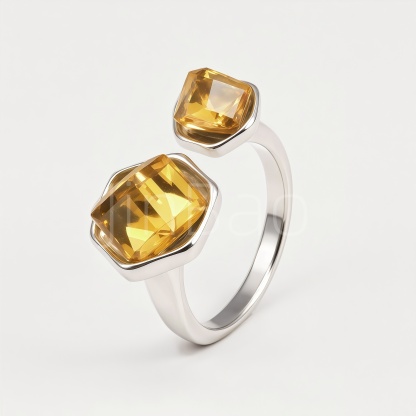 Bezel‑Set Multicolor CZ Two‑Stone Women Ring