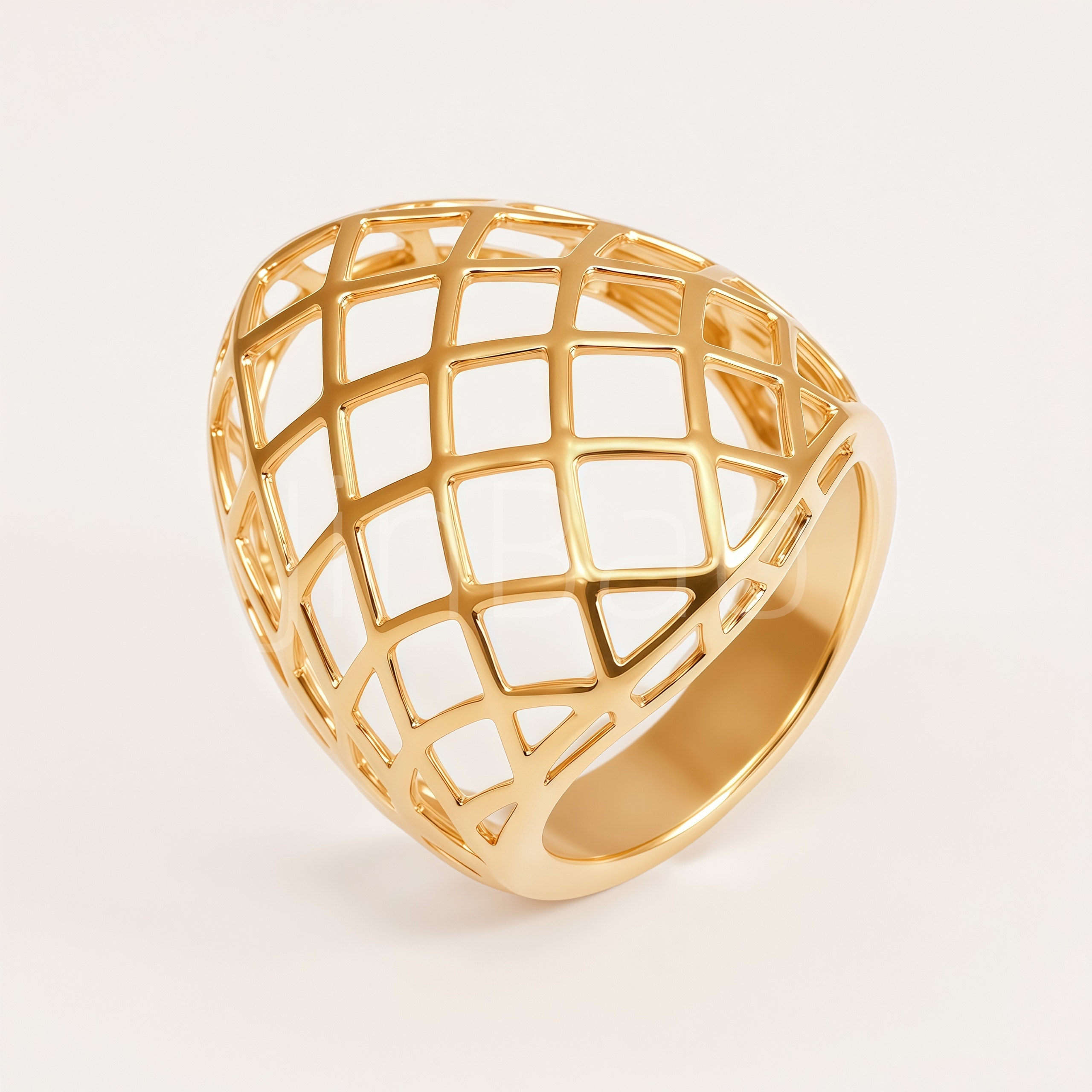 Architectural Square Grid Lattice Women Ring | E00586