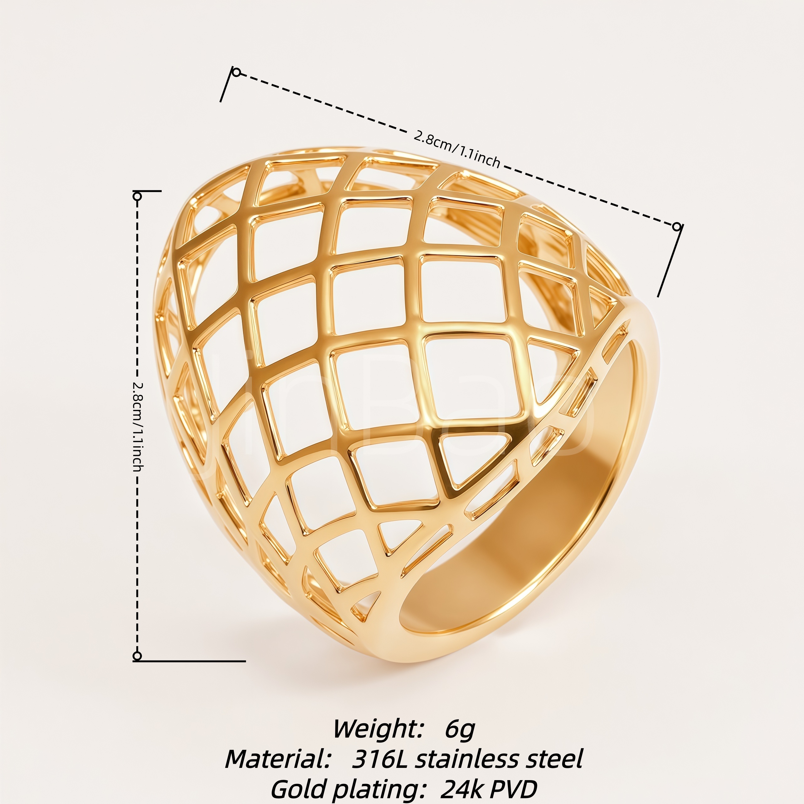 Architectural Square Grid Lattice Women Ring | E00586