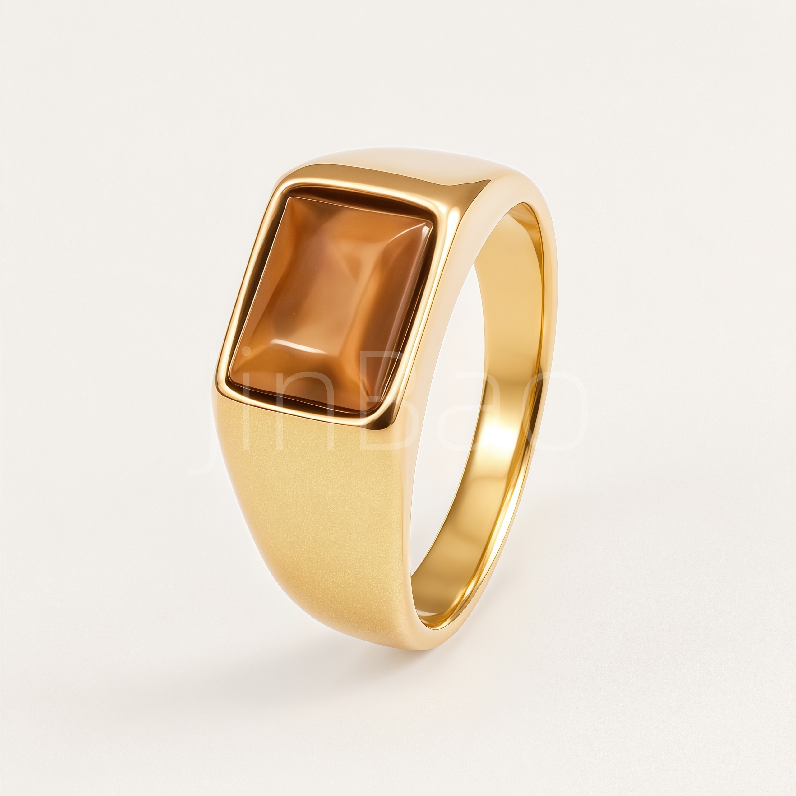 Multi Color Gem Gold Signet Ring Unisex | B134