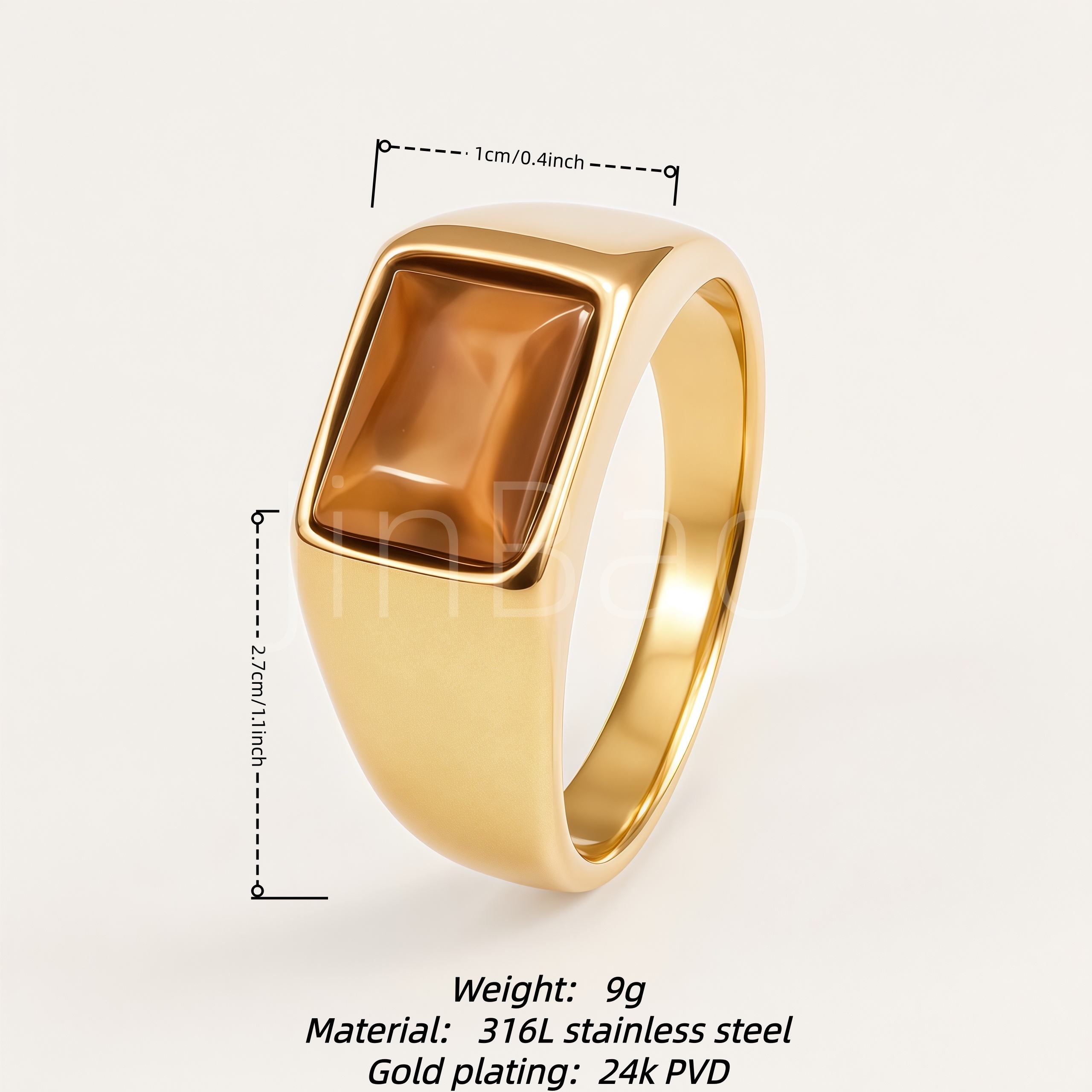 Multi Color Gem Gold Signet Ring Unisex | B134