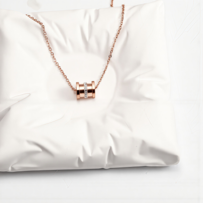 Women's Stainless Steel Rose Gold Tone Cylinder Necklace