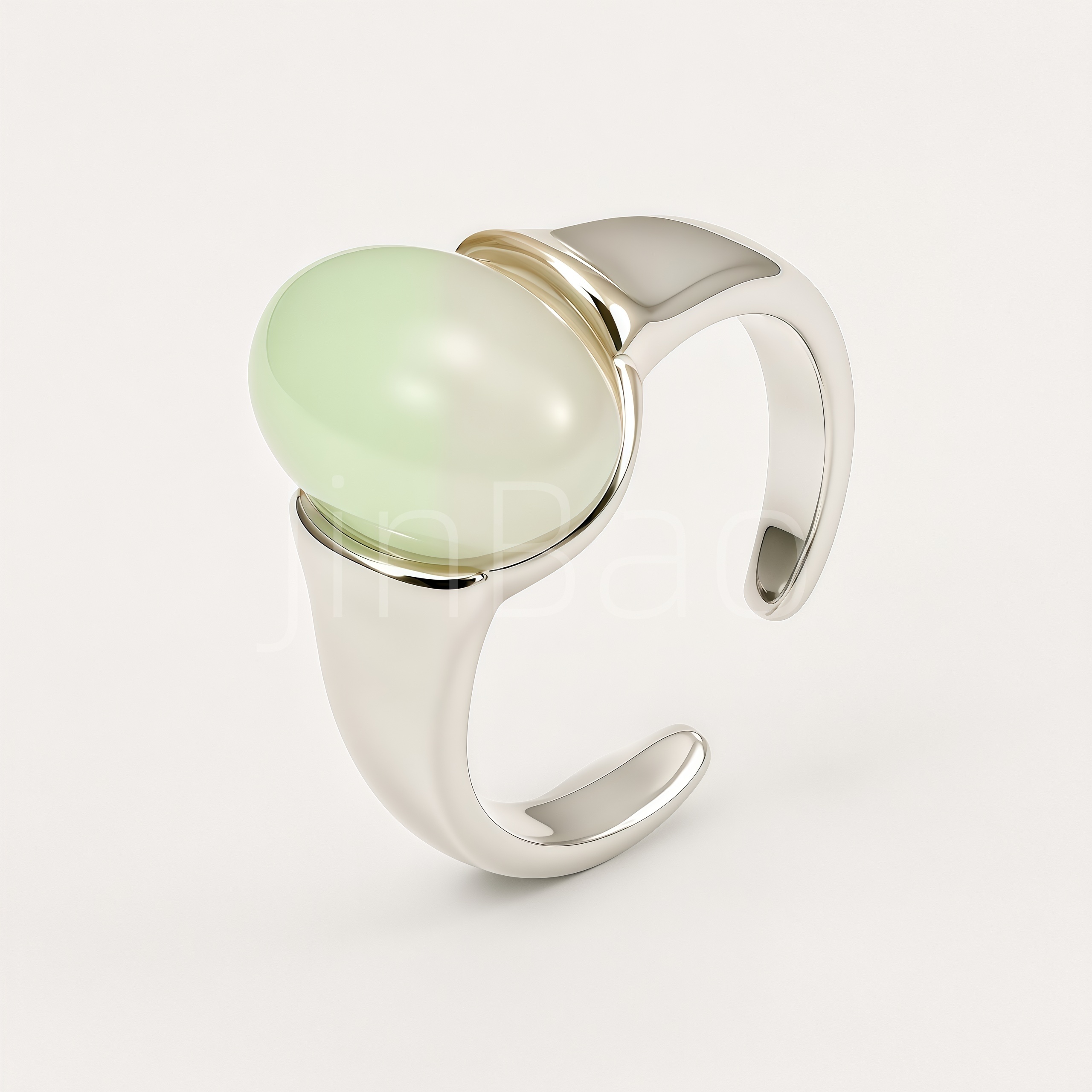 Minimalist Sculptural Green Cat's Eye Women's Ring | E00548