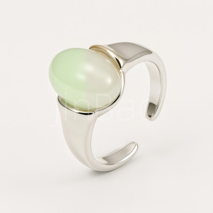 Minimalist Sculptural Green Cat's Eye Women's Ring | E00548