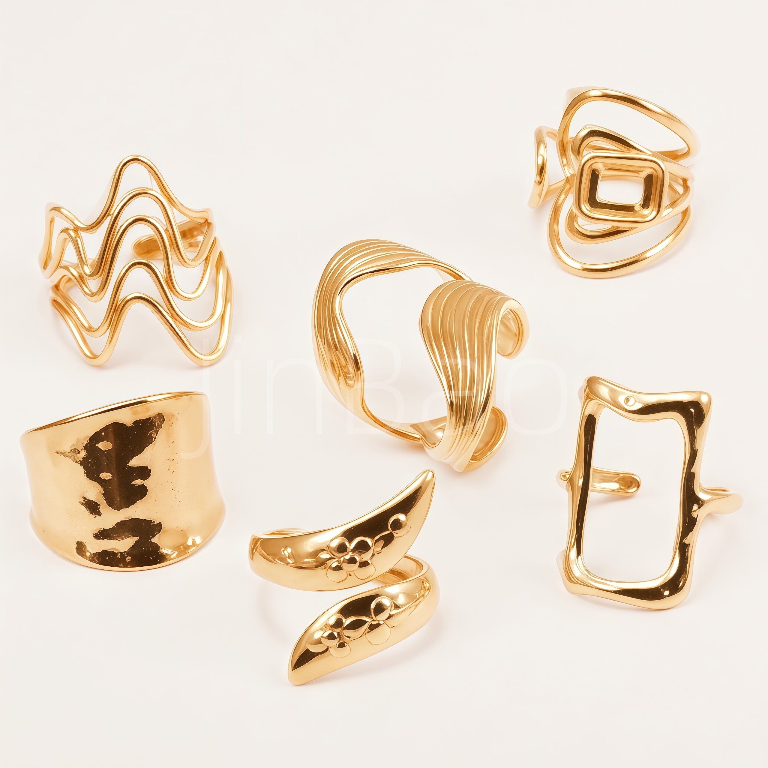 Chunky Abstract Wave Twisted Geometric Women Ring