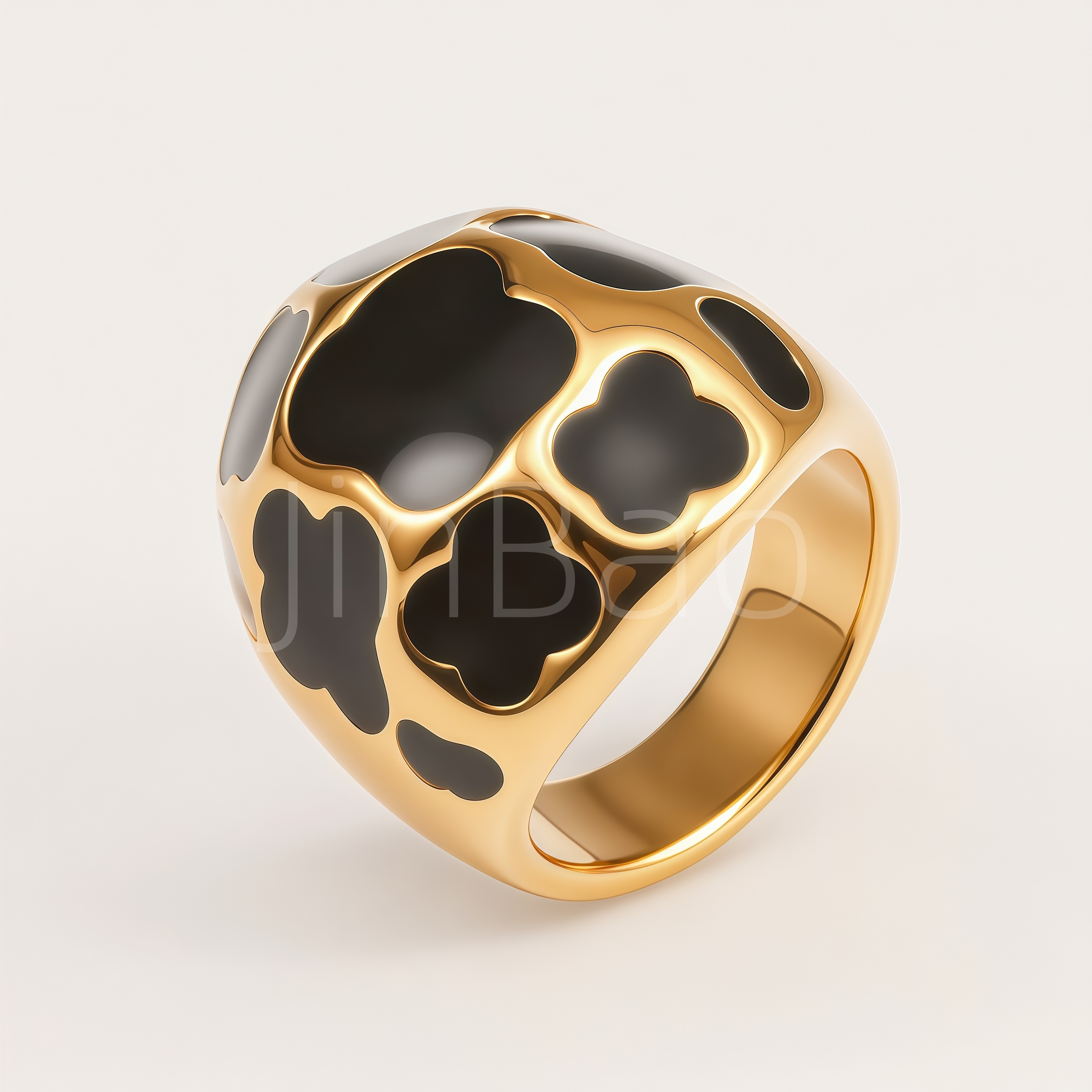Vintage Clover Enamel Gold‑Tone Stainless Steel Women Finger Ring