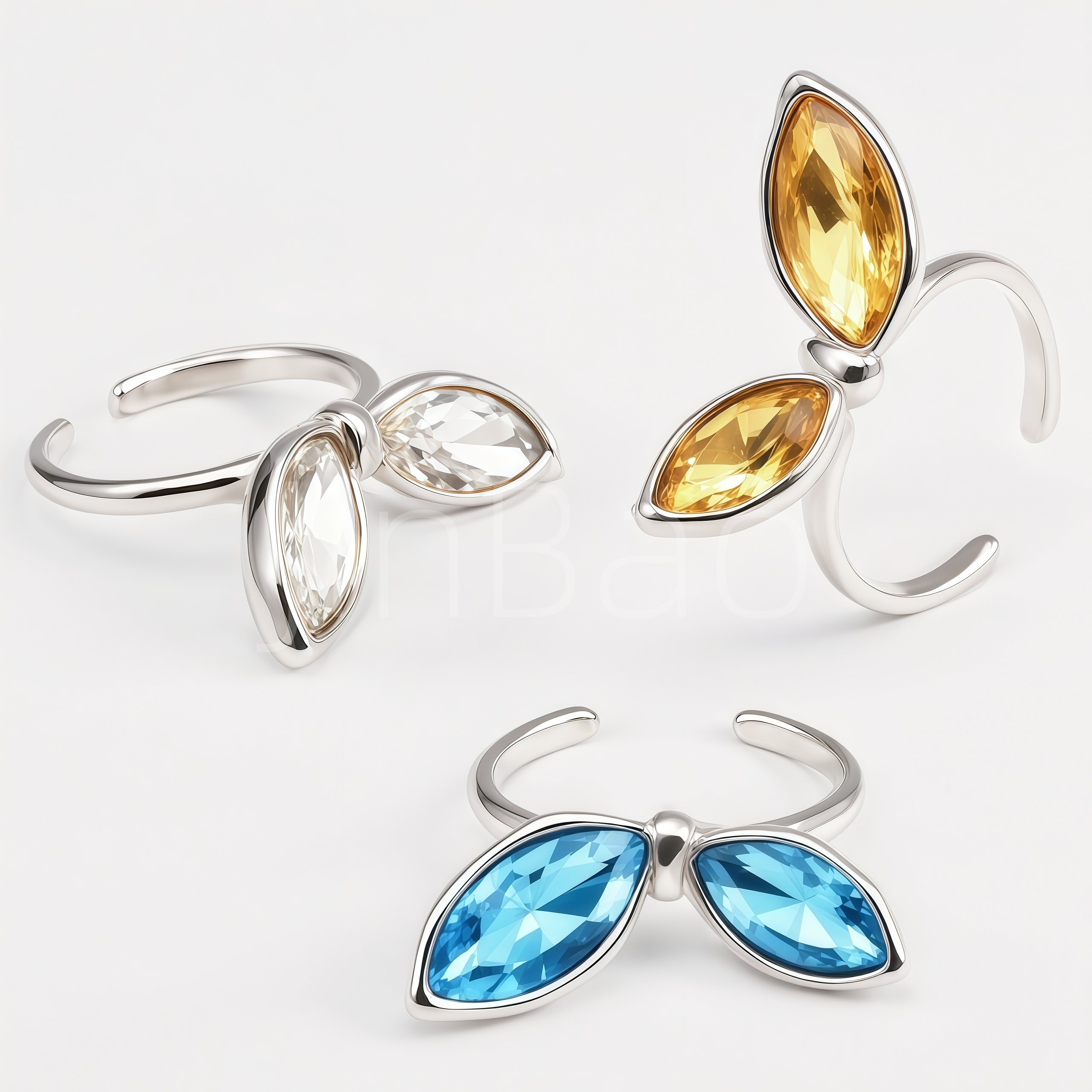 Cute Butterfly Bow Stainless Steel Women Open Finger Ring | 