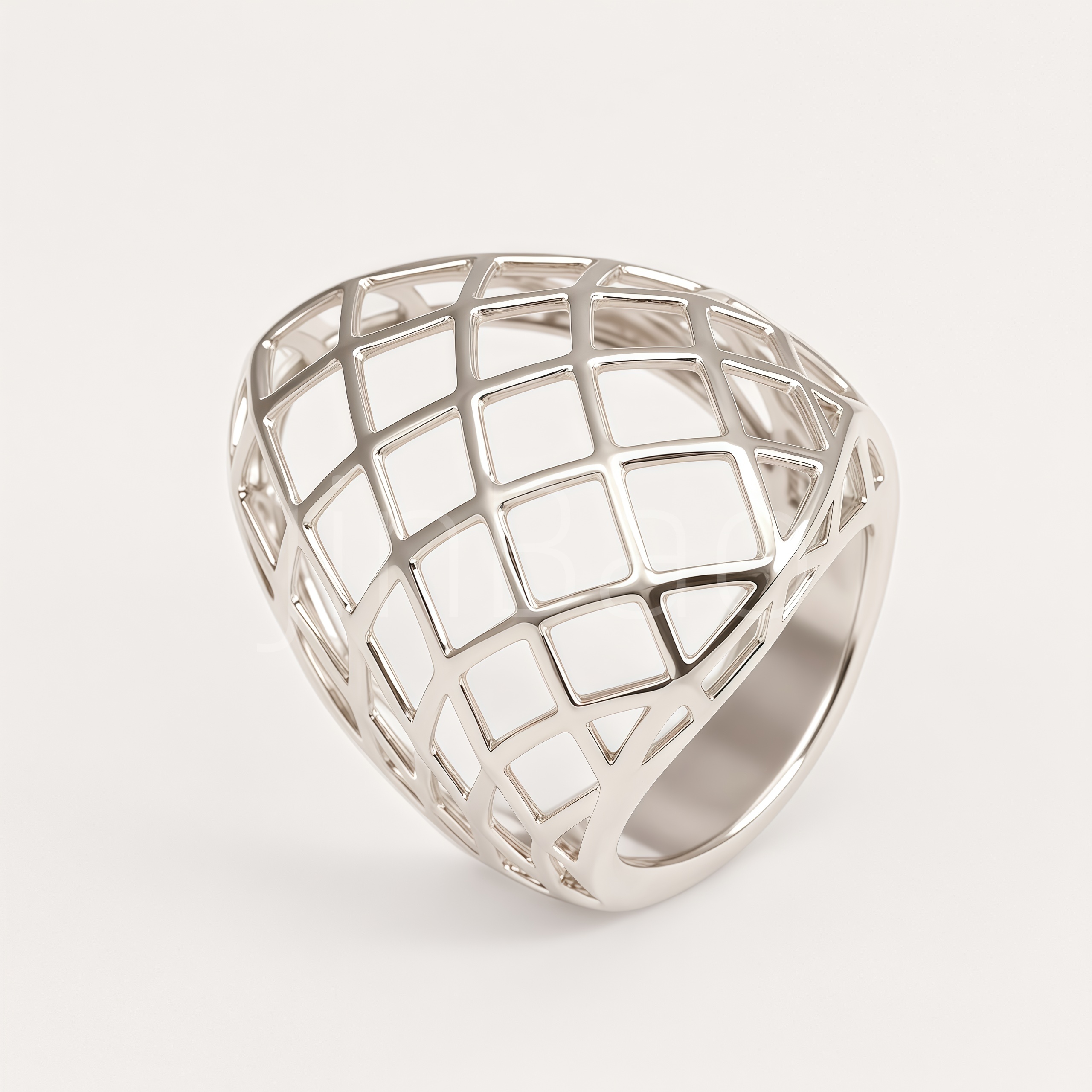 Architectural Square Grid Lattice Women Ring | E00586