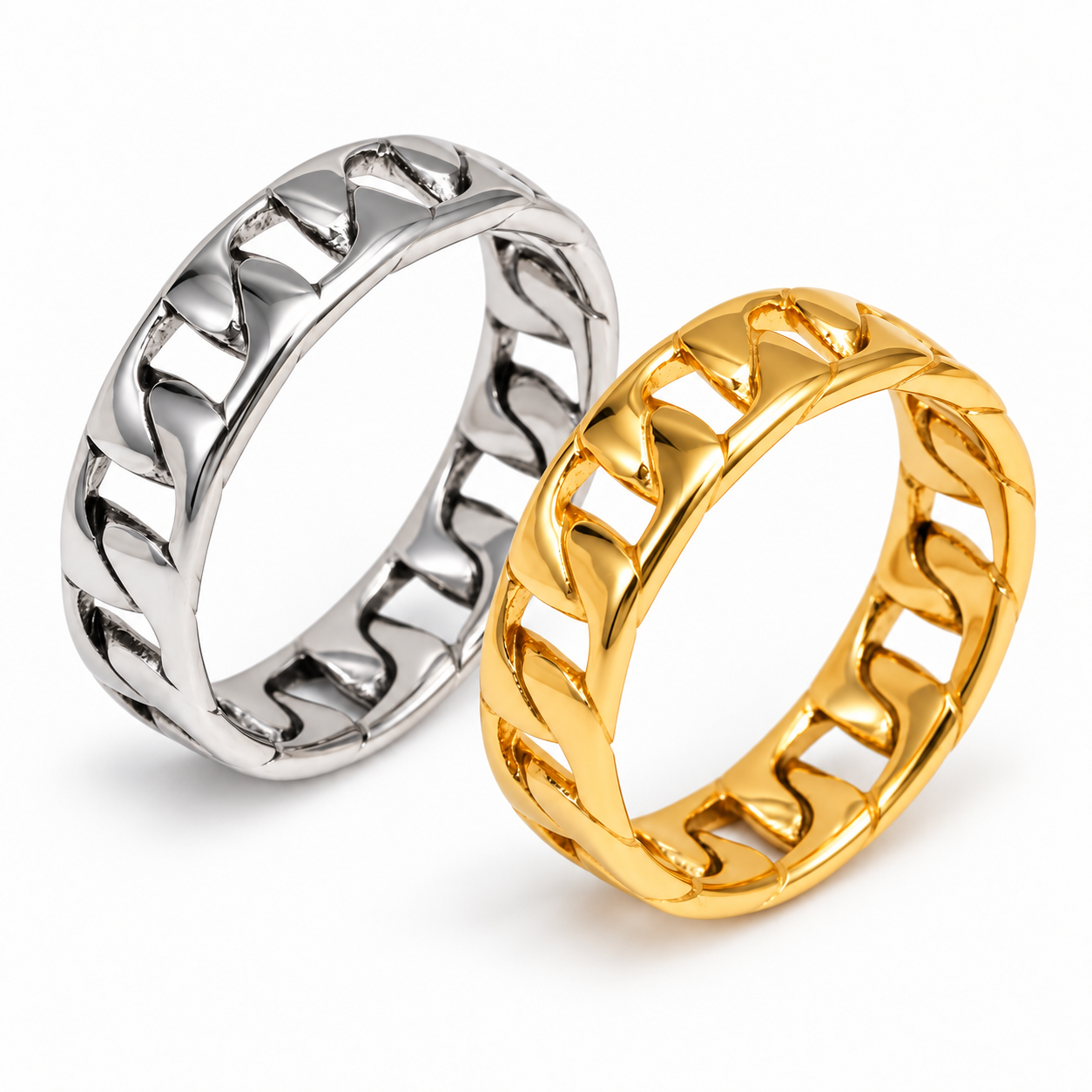 Cuban Chain Design Hollow Band Ring for Men | 