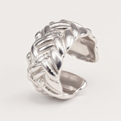 Braided Texture Chunky Wide Open Cuff Statement Women's Ring | E00540J
