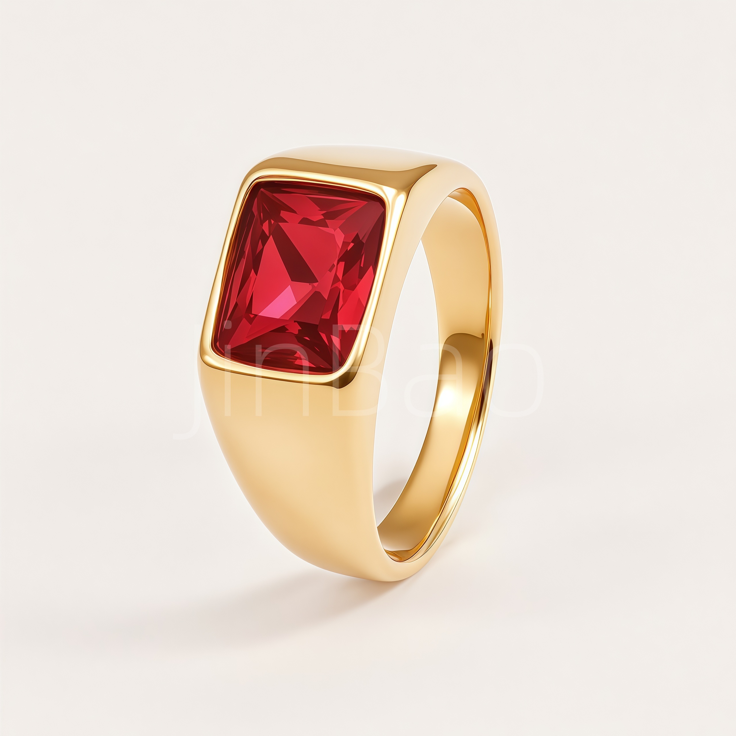 Multi Color Gem Gold Signet Ring Unisex | B134