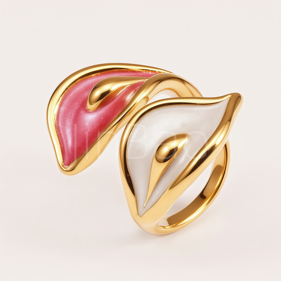 Dual Calla Lily Enamel Wrap‑Around Women's Ring | E00543