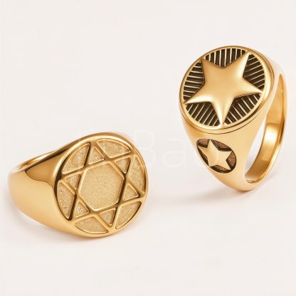 Gothic Star Symbol Stainless Steel Men Finger Ring