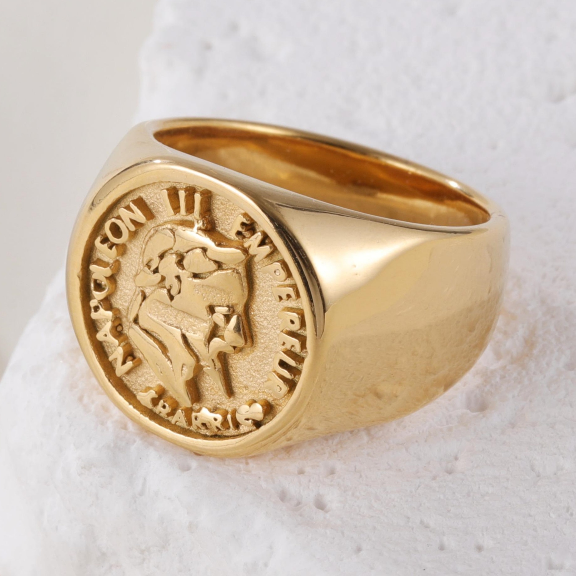 24K PVD Retro Style Napoleon Iii Gold Coin Design Stainless Steel Men's Waterproof Ring丨DZ1192-JinBaoJewerly