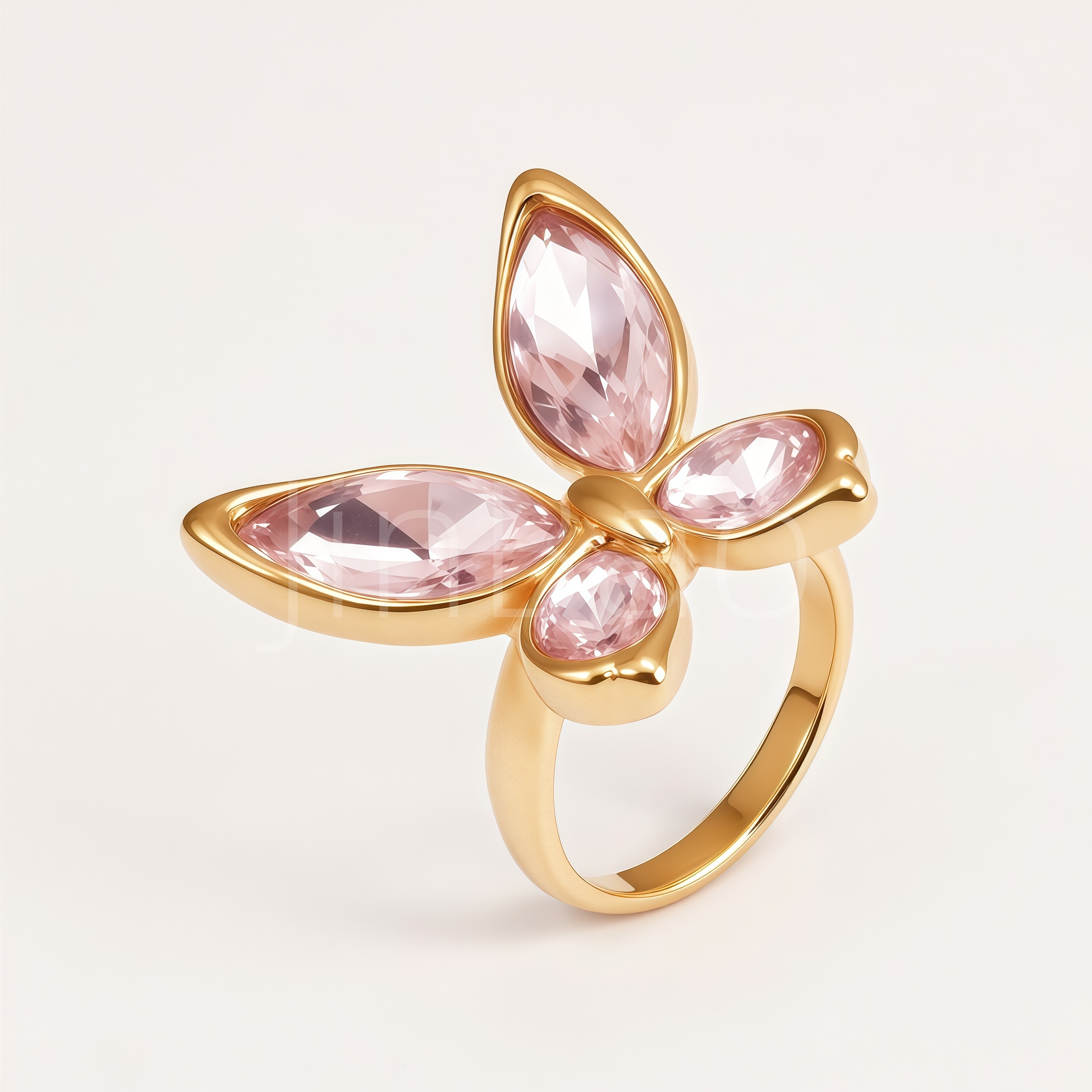 Butterfly Multi Color Pear CZ Stainless Steel Women Rings | N002803