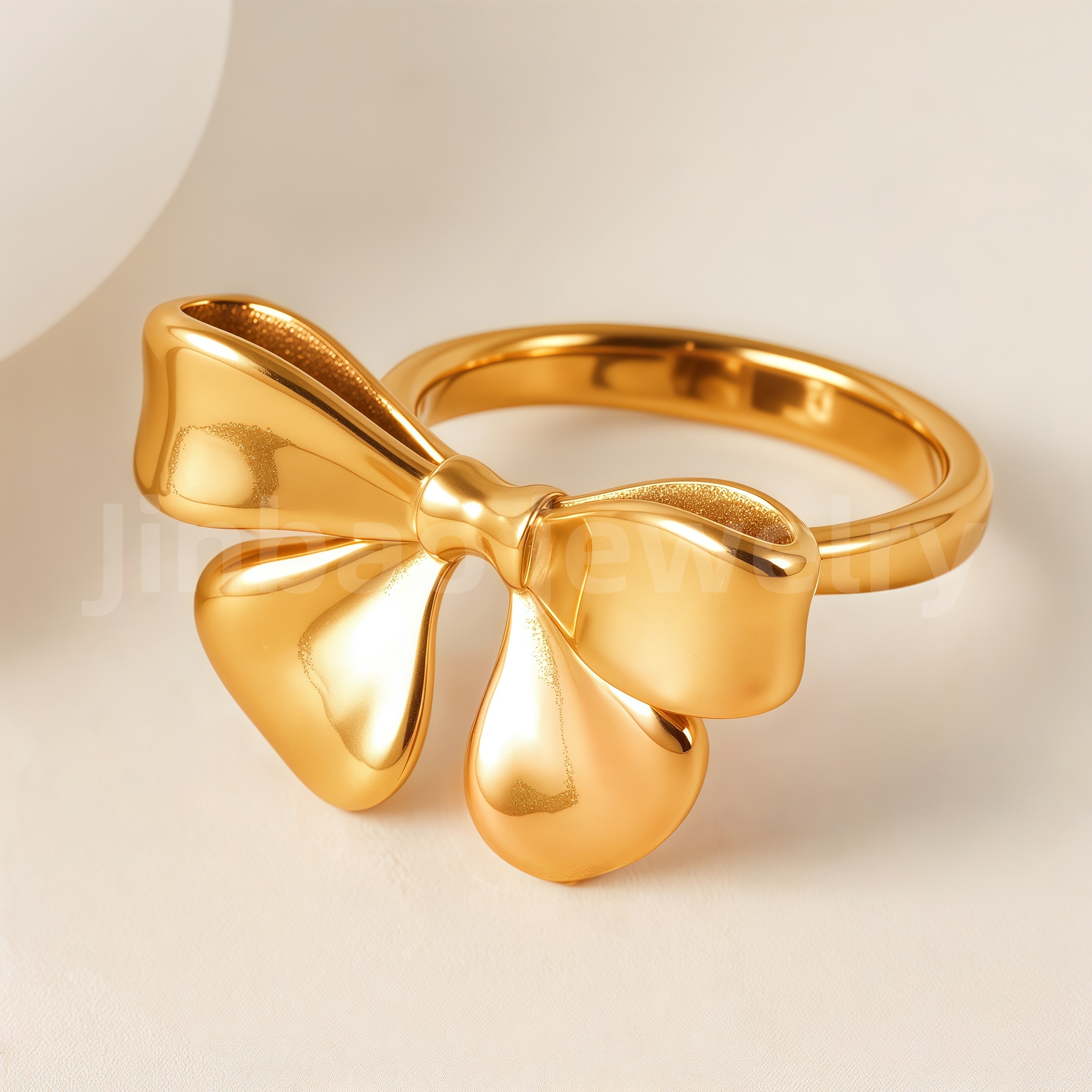 24K Gold-Plating Stainless Steel Adjustable Open Fashion Retro Women's Waterproof Ring-JinBaoJewerly
