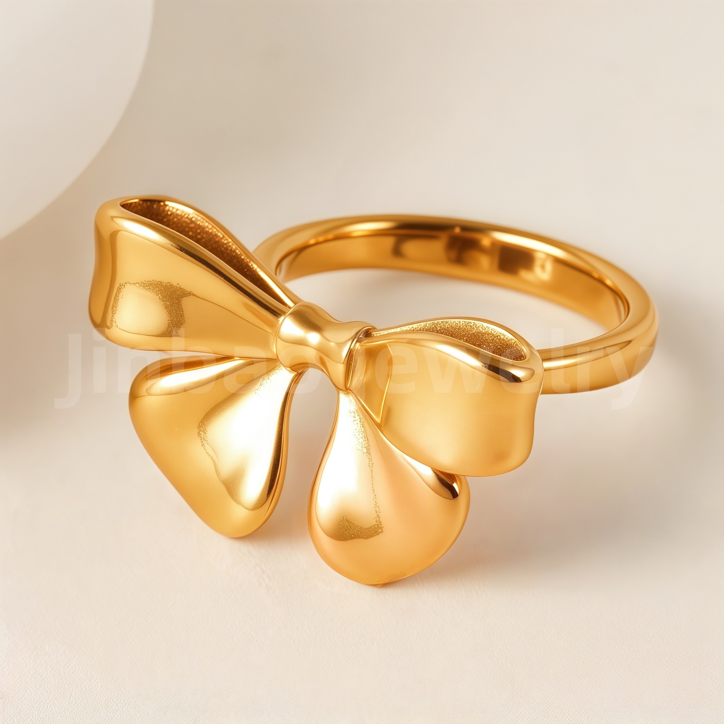 24K Gold-Plating Stainless Steel Adjustable Open Fashion Retro Women's Waterproof Ring-JinBaoJewerly
