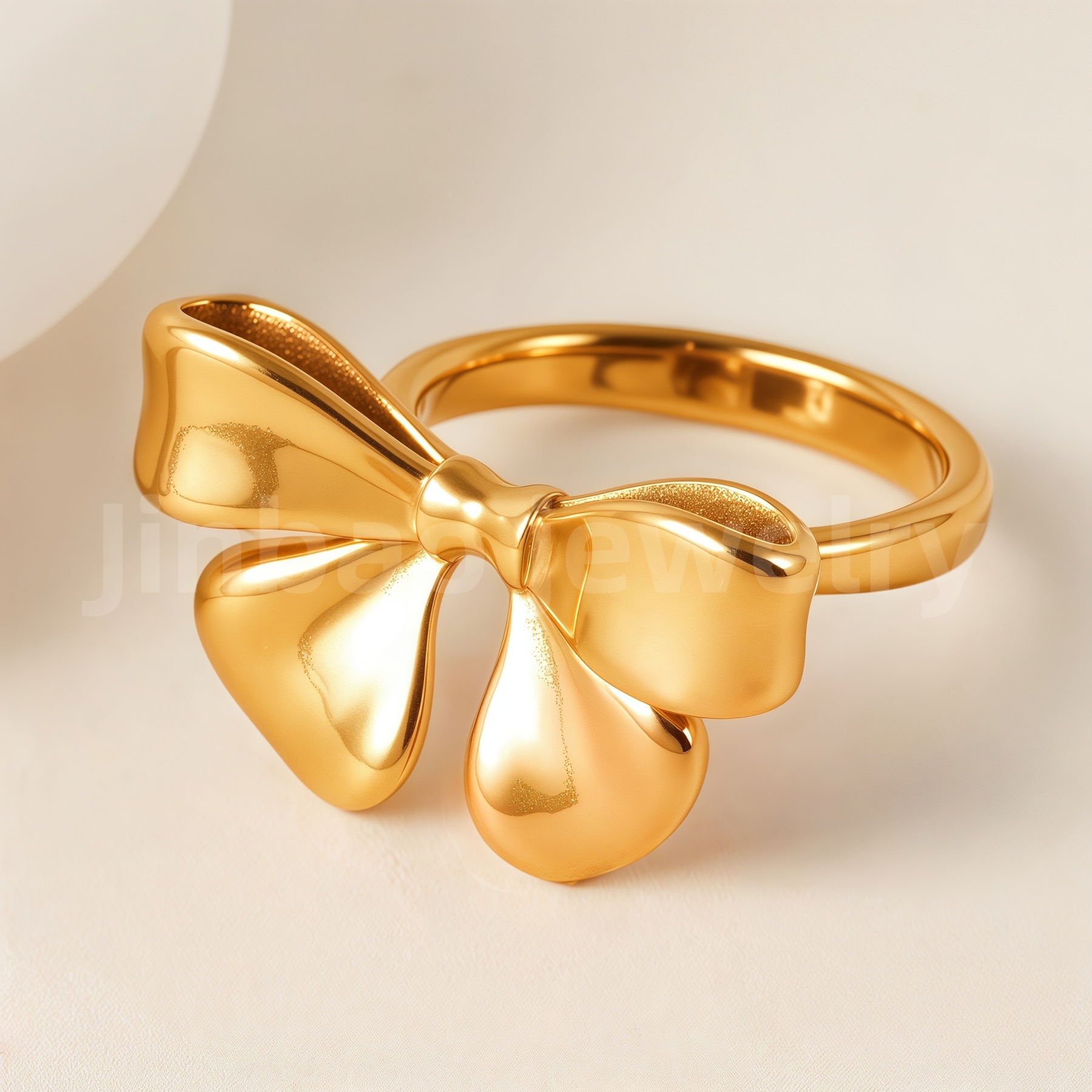 24K Gold-Plating Stainless Steel Adjustable Open Fashion Retro Women's Waterproof Ring-JinBaoJewerly