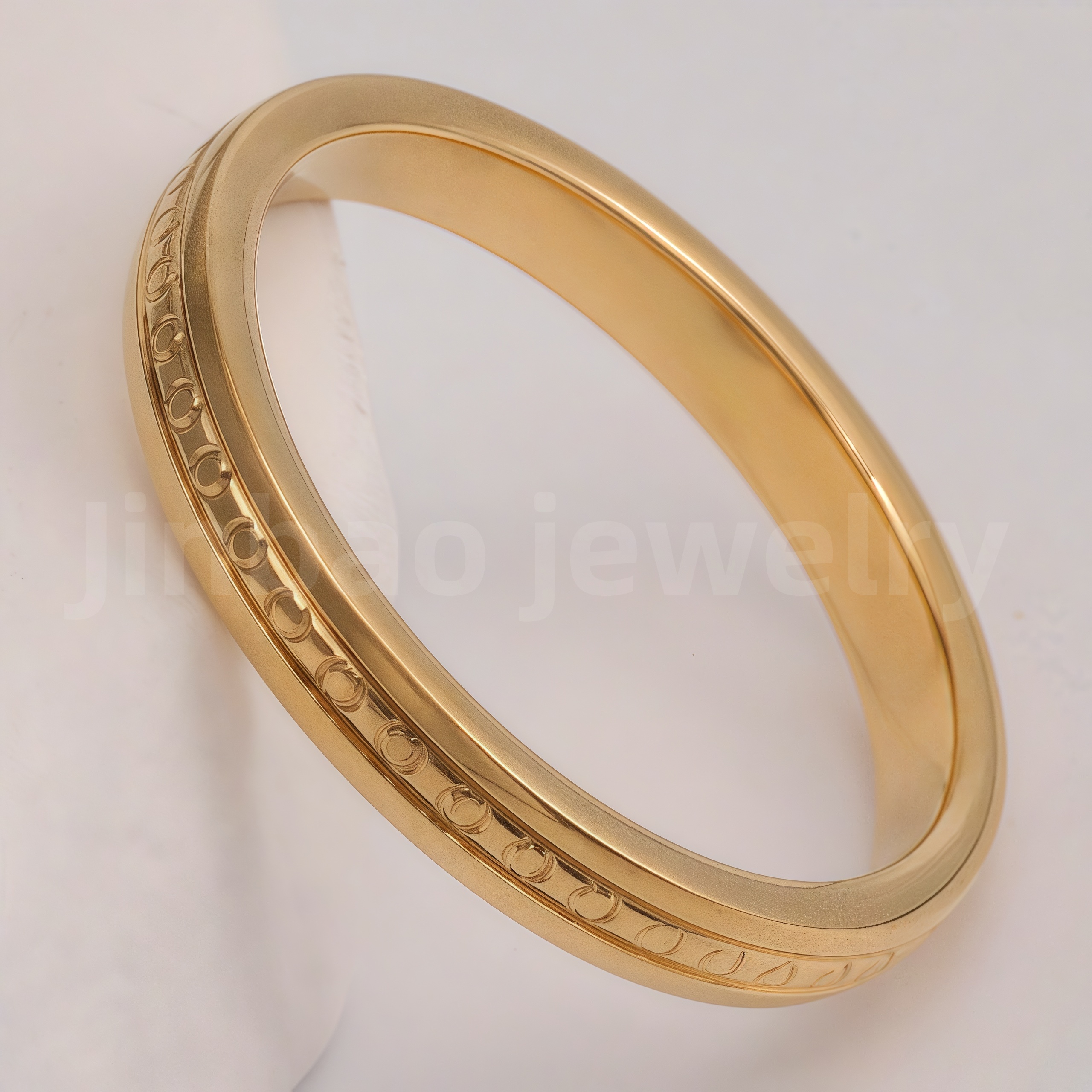 24K Gold-Plating Stainless Steel Personalized Various Crafts Men's Waterproof Ring  4MM-JinBaoJewerly