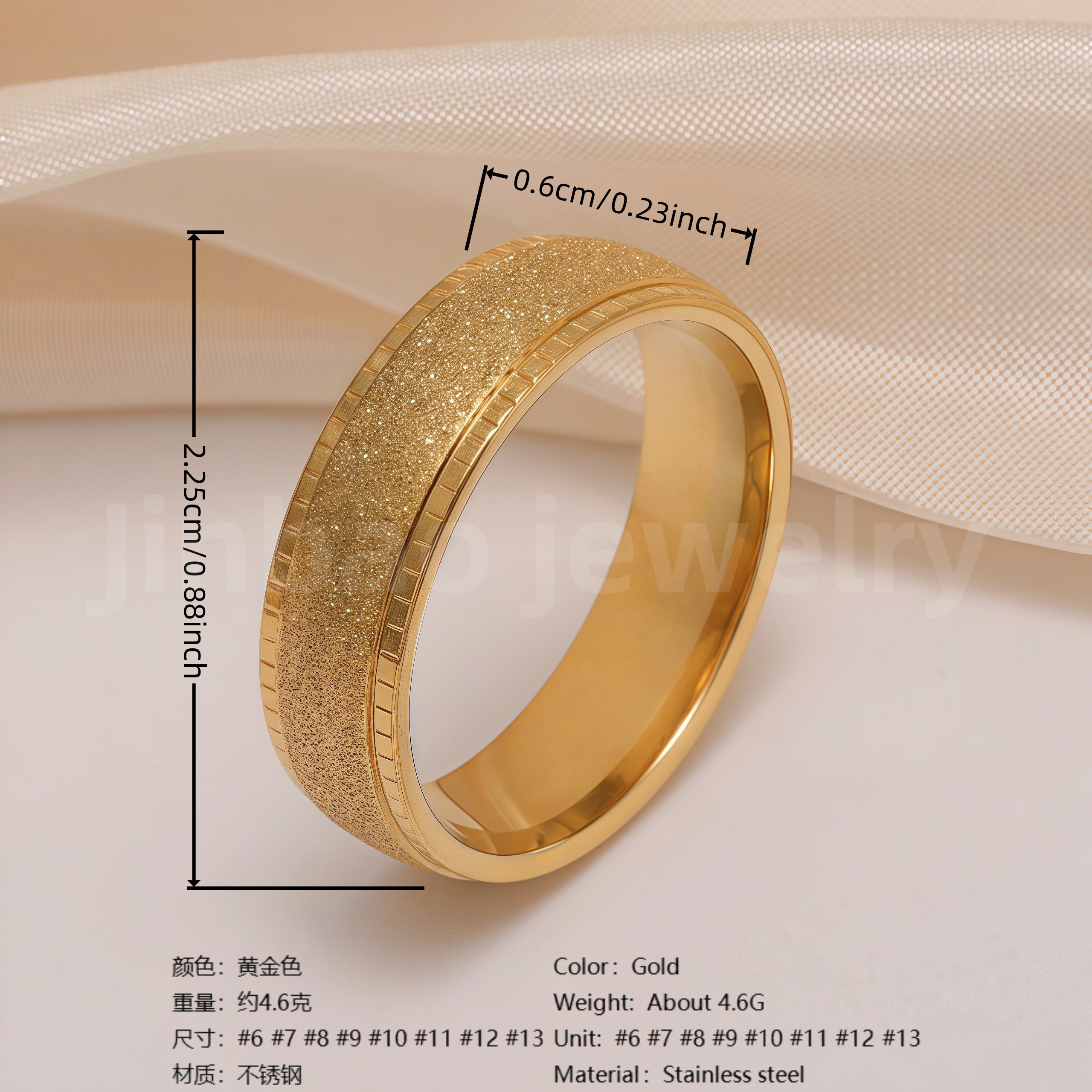 24K Gold PVD Stainless Steel Titanium Vintage Punk Style Men's Ring-JinBaoJewerly