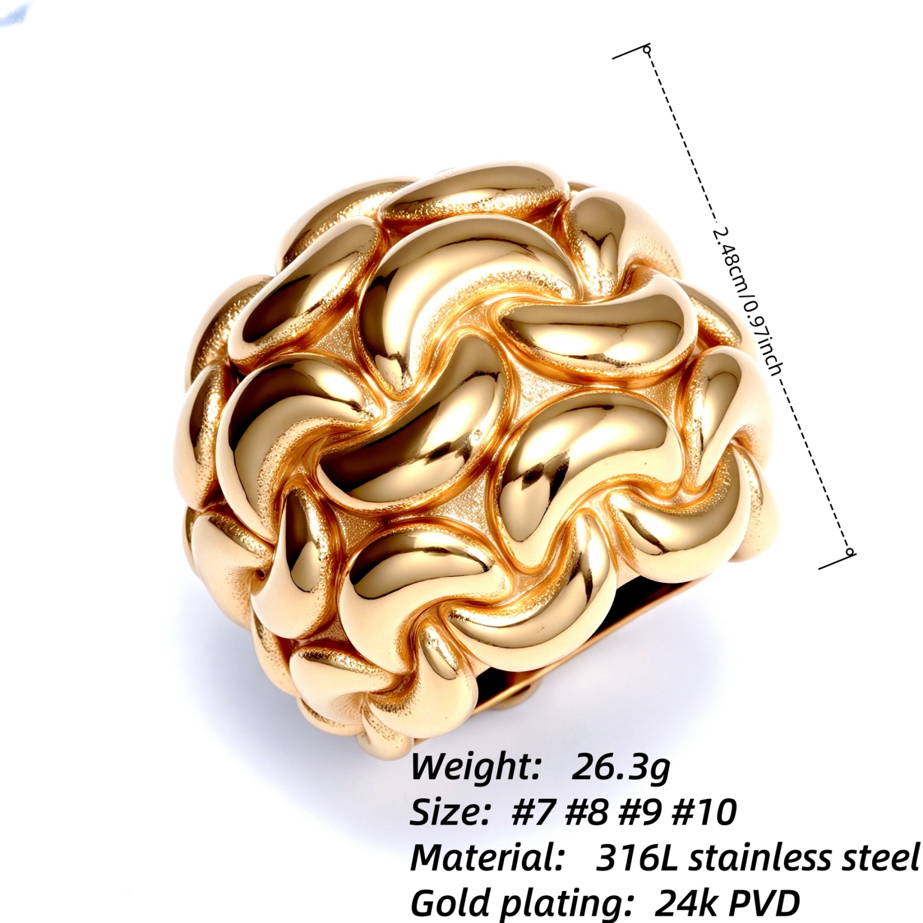 Metallic Texture Tightly Braided Ring - Trendy and Versatile Unisex Accessory | G003672-JinBaoJewerly