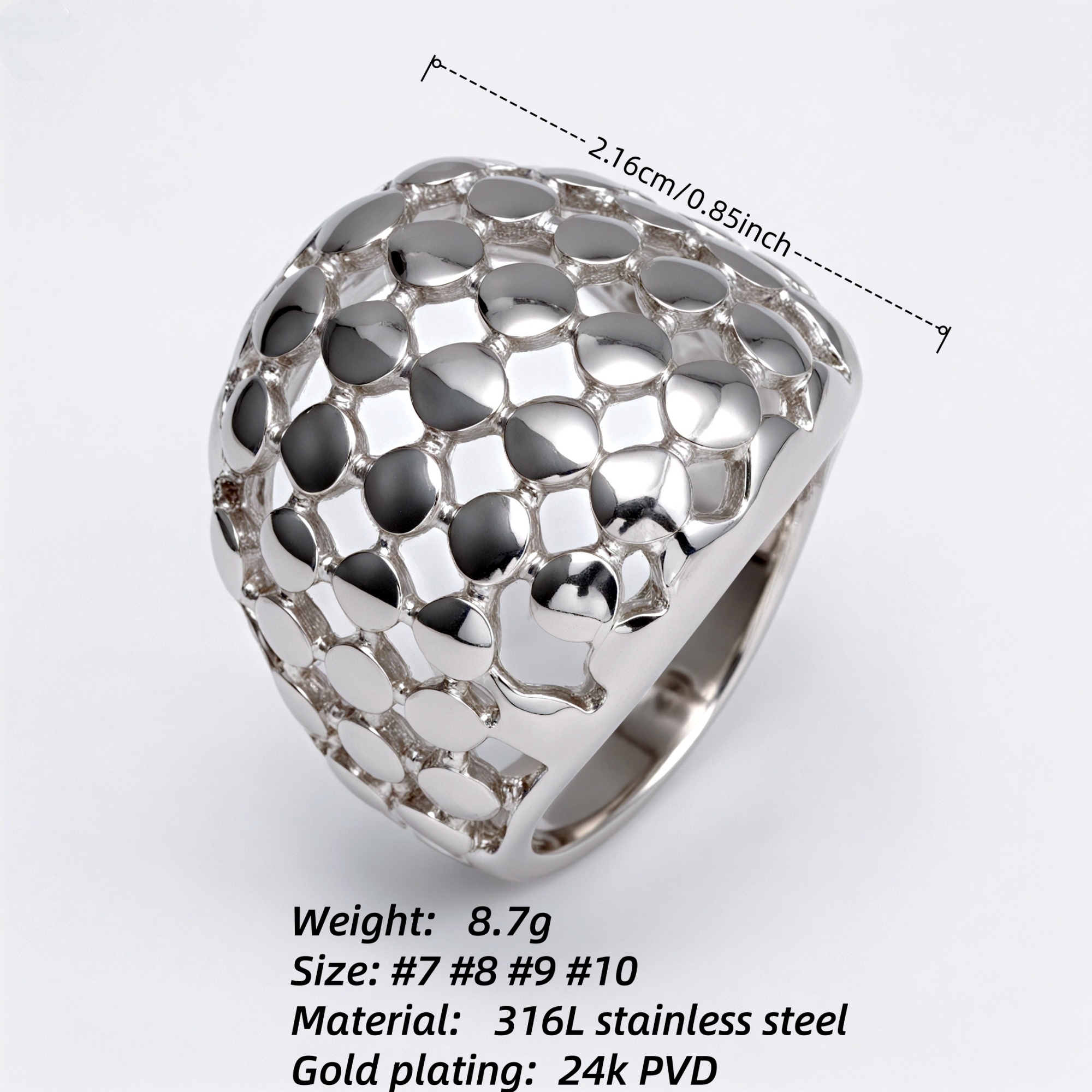 Metallic Texture Grid Ring - Trendy and Versatile Unisex Accessory | G00343-JinBaoJewerly
