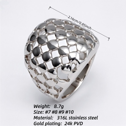 Metallic Texture Grid Ring - Trendy and Versatile Unisex Accessory | G00343-JinBaoJewerly