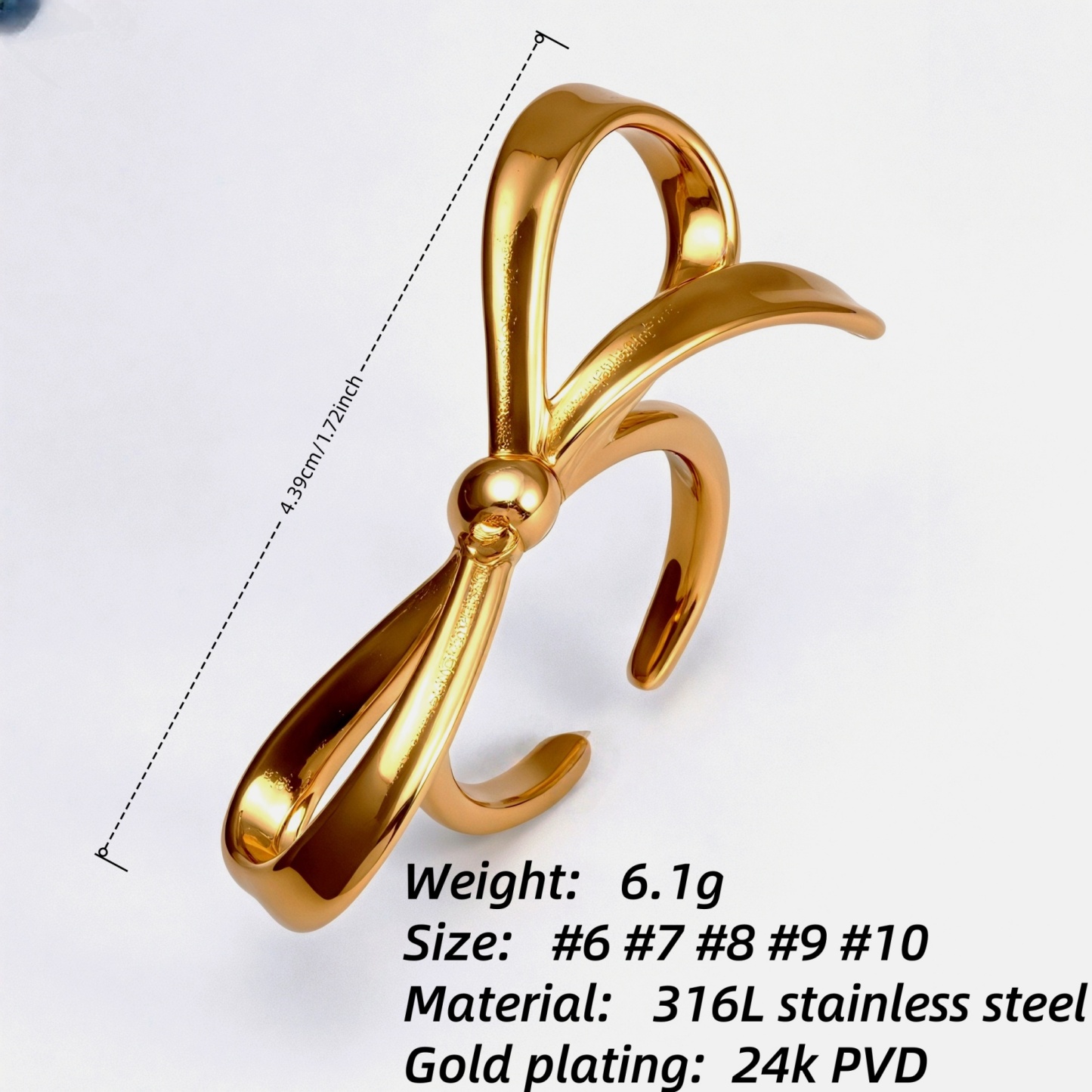 Gold/Silver Bow - Shaped Open Ring - Sweet and Stylish Jewelry | G004948-JinBaoJewerly