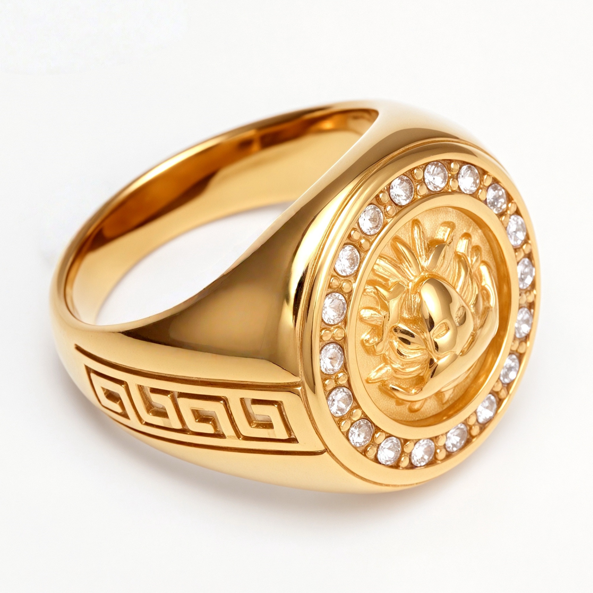 Metal Carved Diamond Inlaid Men's Stainless Steel Ring | DZ1021-JinBaoJewerly