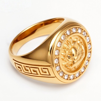 Metal - Carved Diamond - Inlaid Ring - Trendy Myth - Inspired Unisex Accessory | DZ1021-JinBaoJewerly