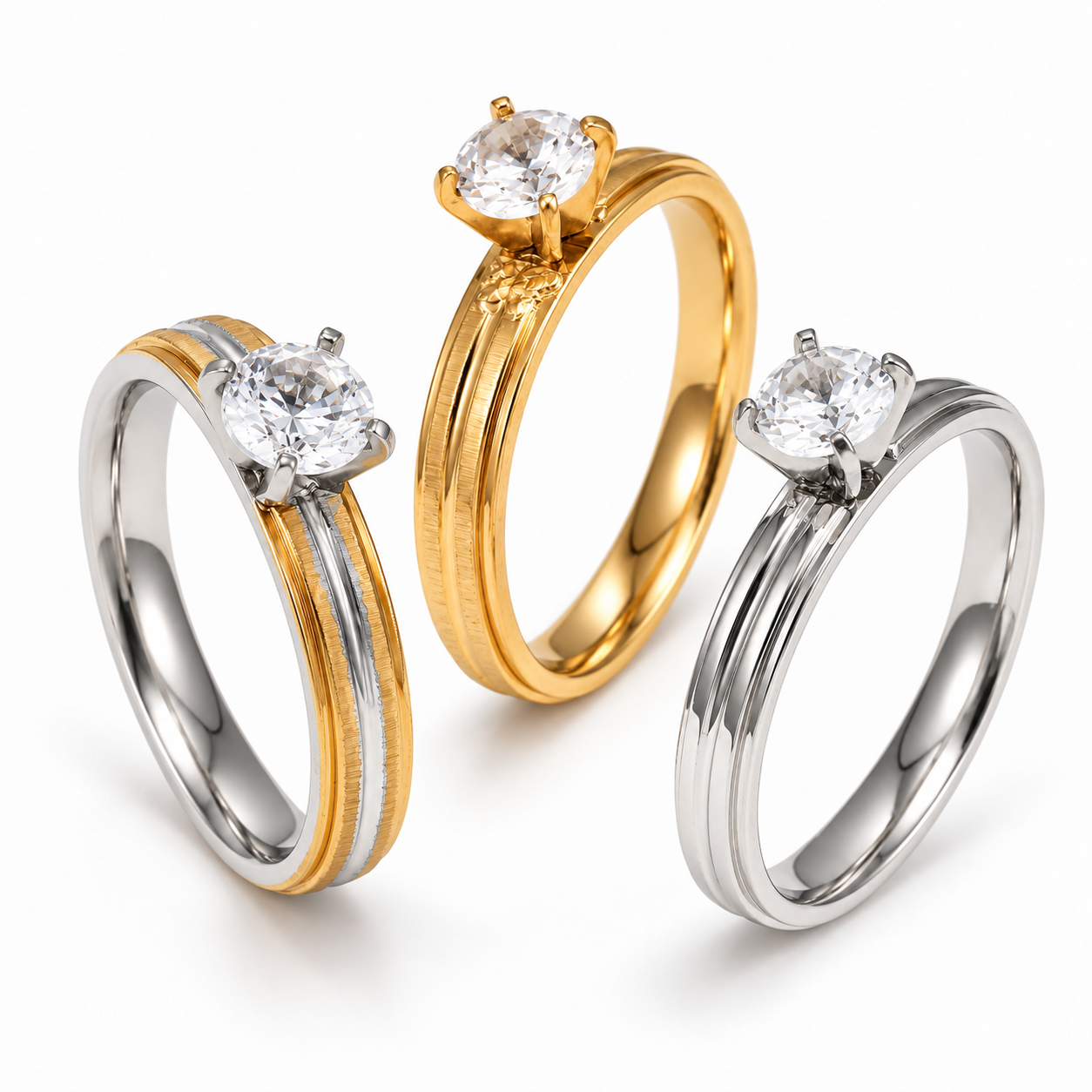 Classic CZ Solitaire Promise Ring Set for Women | 