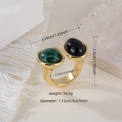 Open Stainless Steel Double Gemstone Ring Minimalist Design for Women | G004555J-JinBaoJewerly