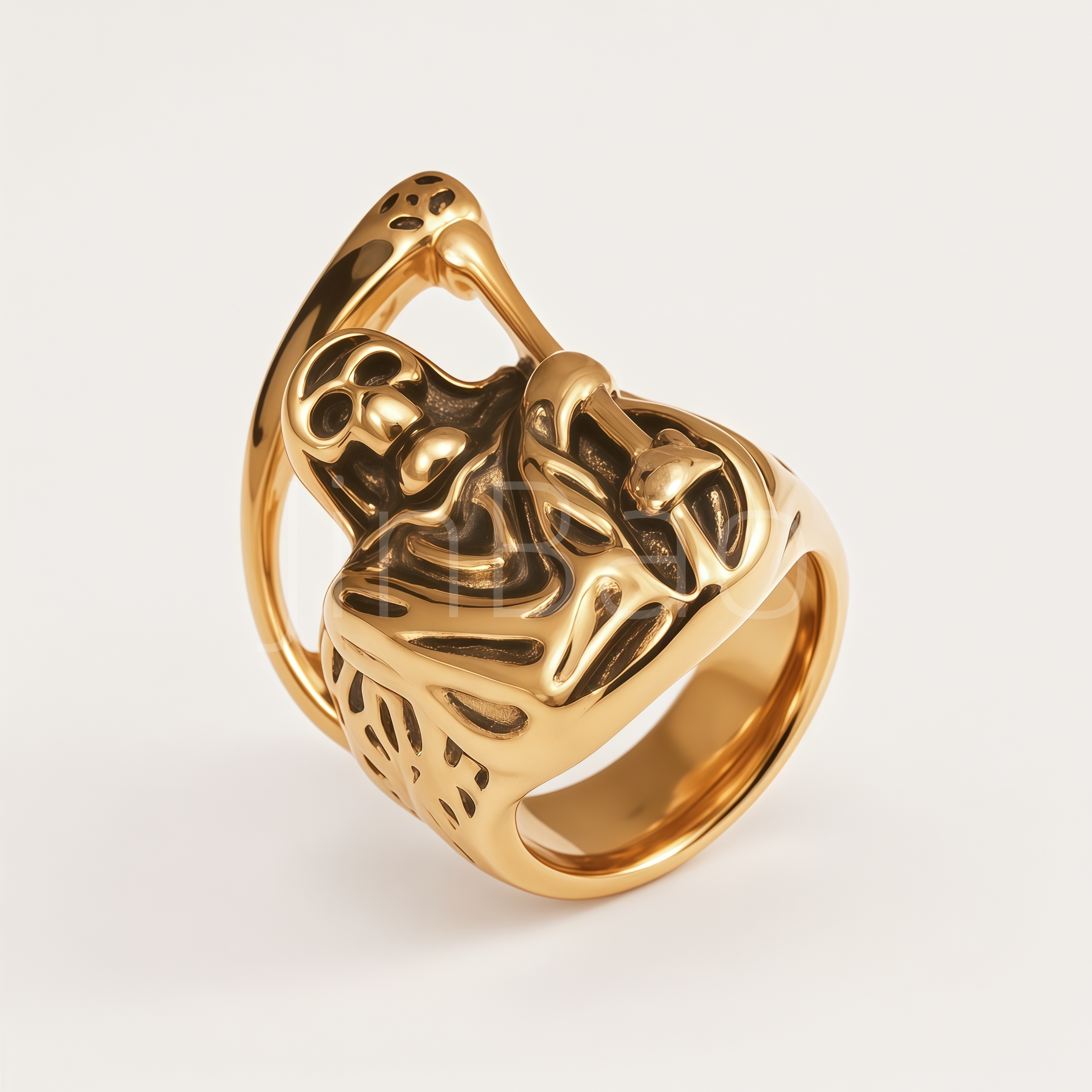 Heavy Gothic Death Skull Scythe Stainless Steel Men's Ring | D0494