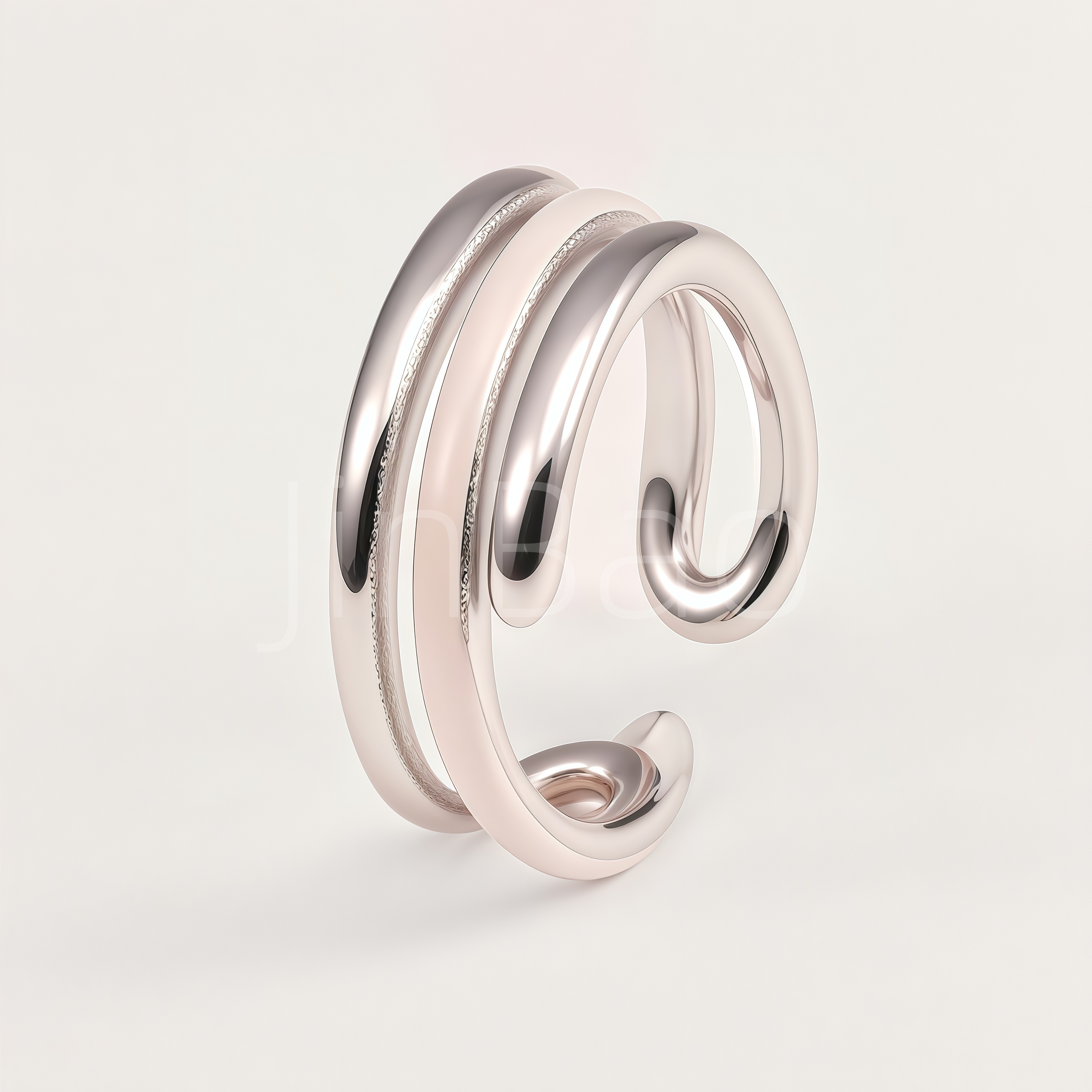 Dual Texture Triple Spiral Open Adjustable Ring | N00425