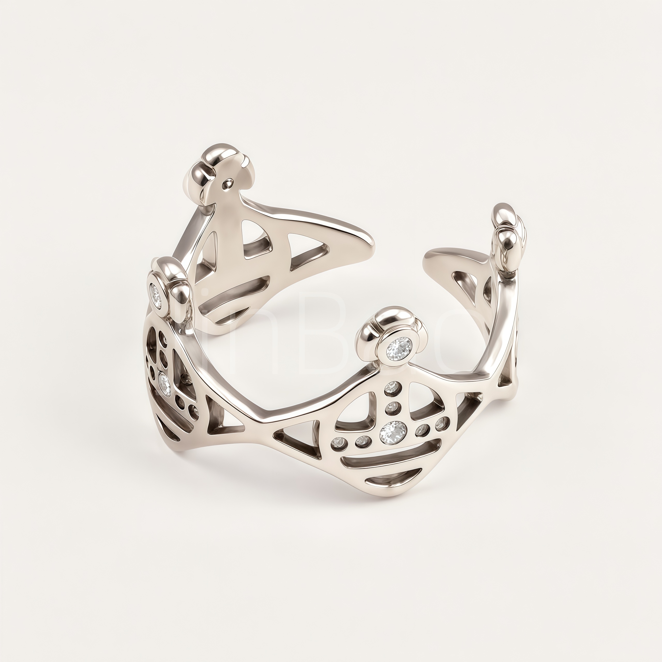 Avant-Garde Hollow Skeleton Diamond Open Ring for Women | E00480G