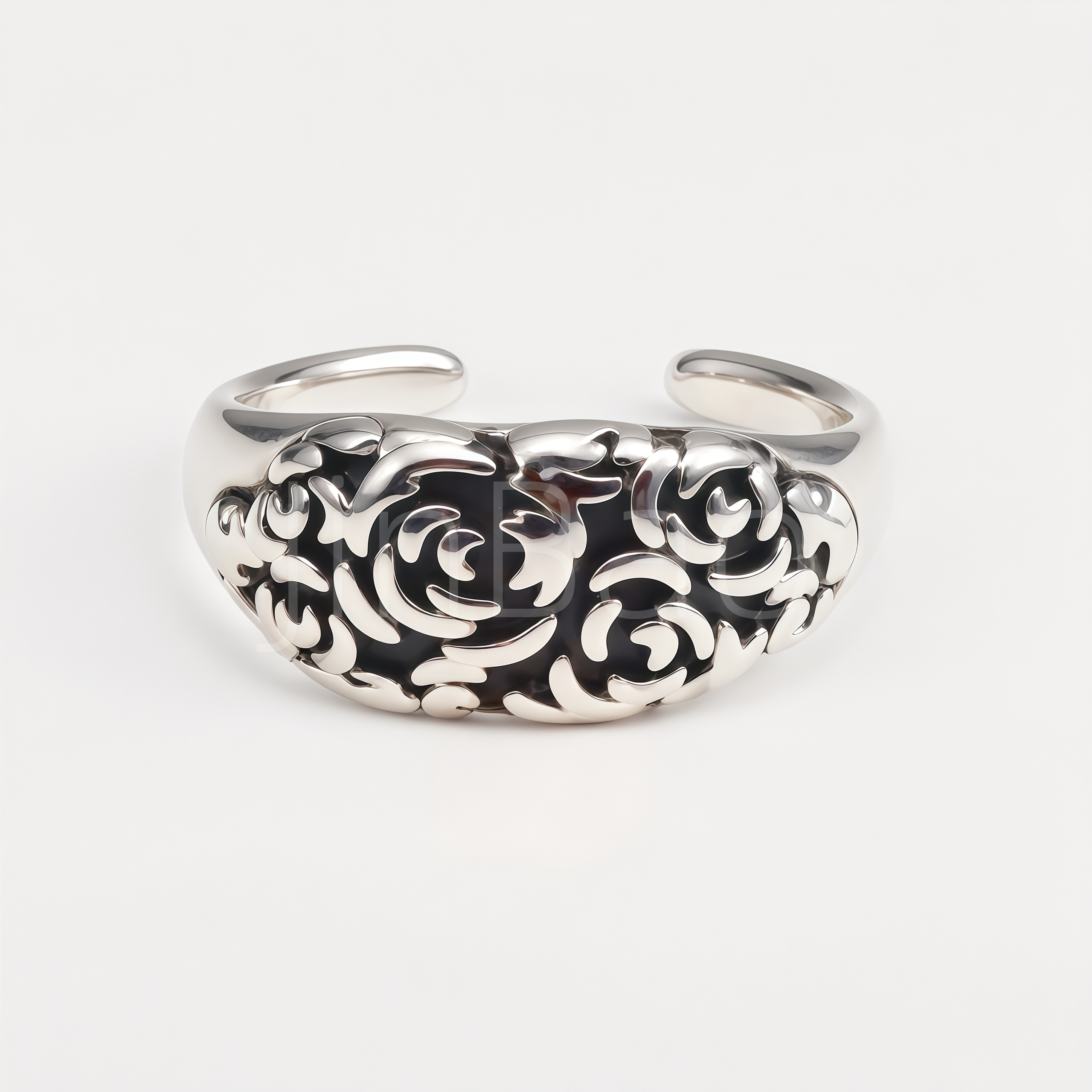 Antique Scroll Floral Carving Wide Adjustable Punk Unisex Ring | E00454