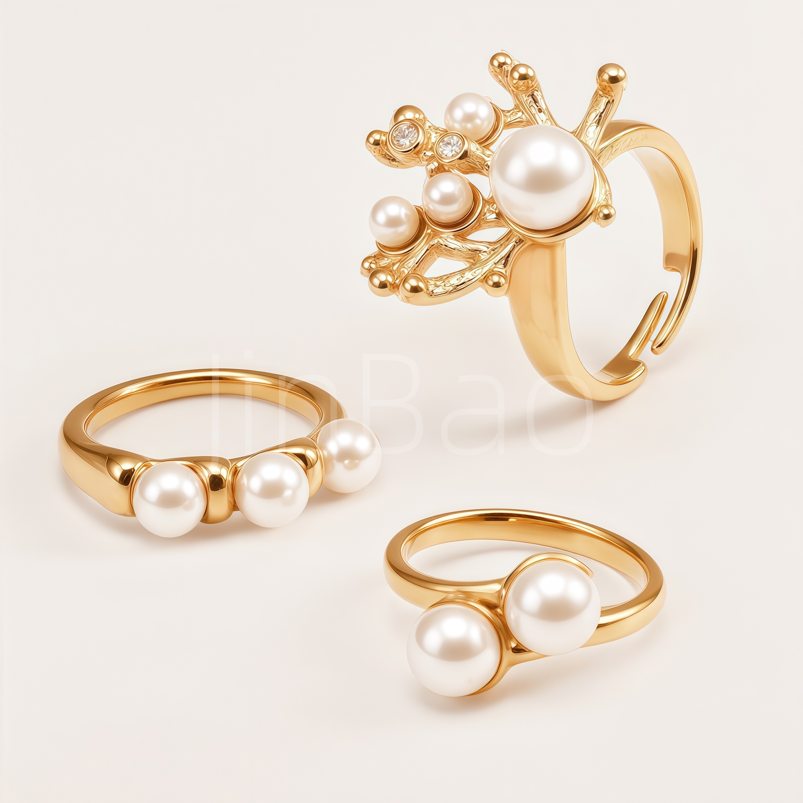 Styles Elegant Imitation Pearl Gold Stackable Rings for Women