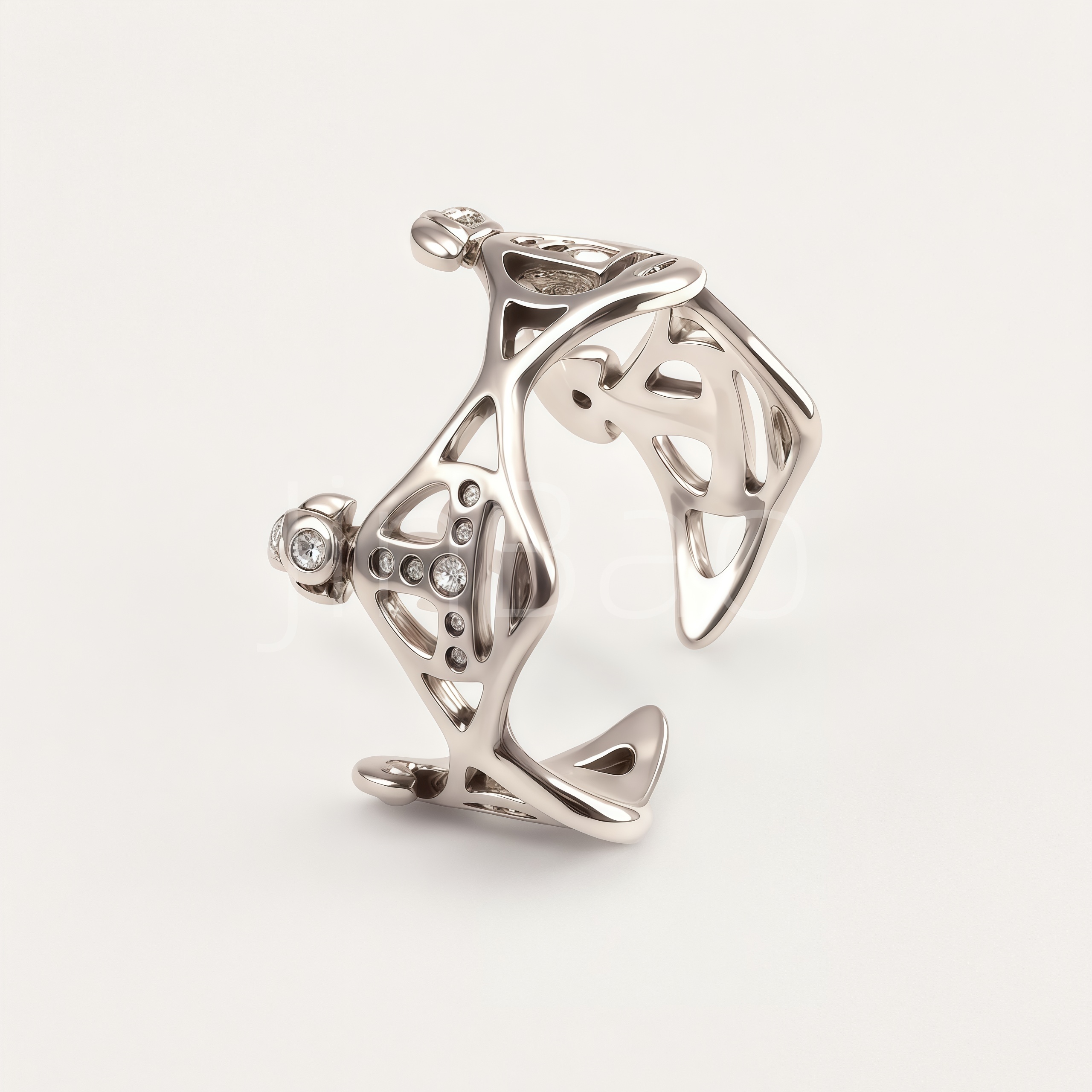 Avant-Garde Hollow Skeleton Diamond Open Ring for Women | E00480G