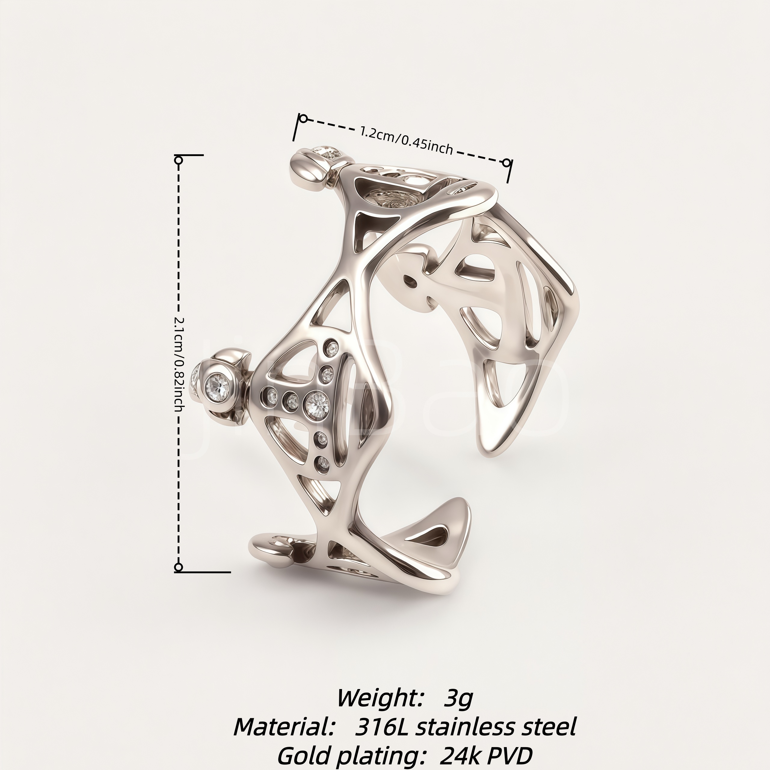Avant-Garde Hollow Skeleton Diamond Open Ring for Women | E00480G