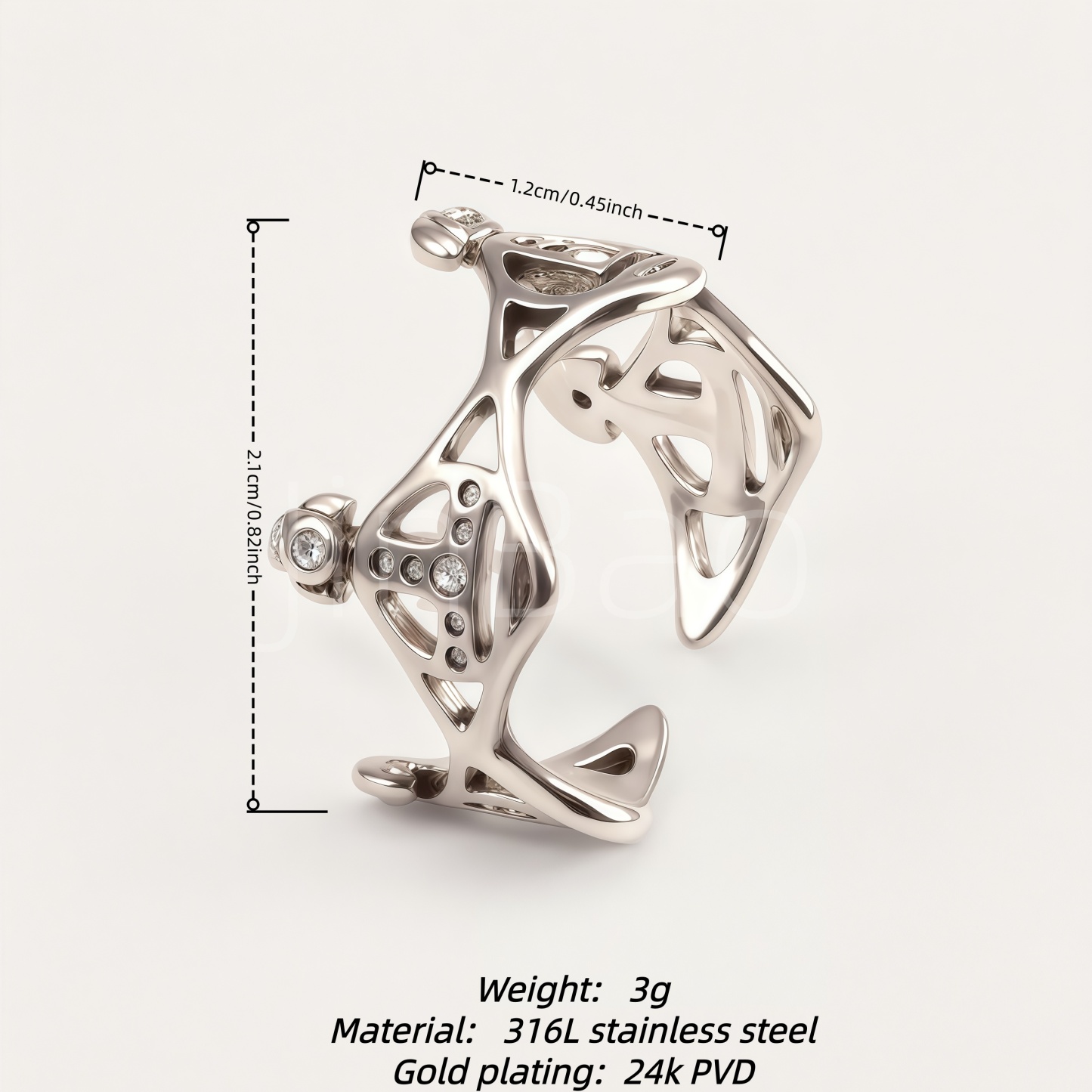 Avant-Garde Hollow Skeleton Diamond Open Ring for Women | E00480G