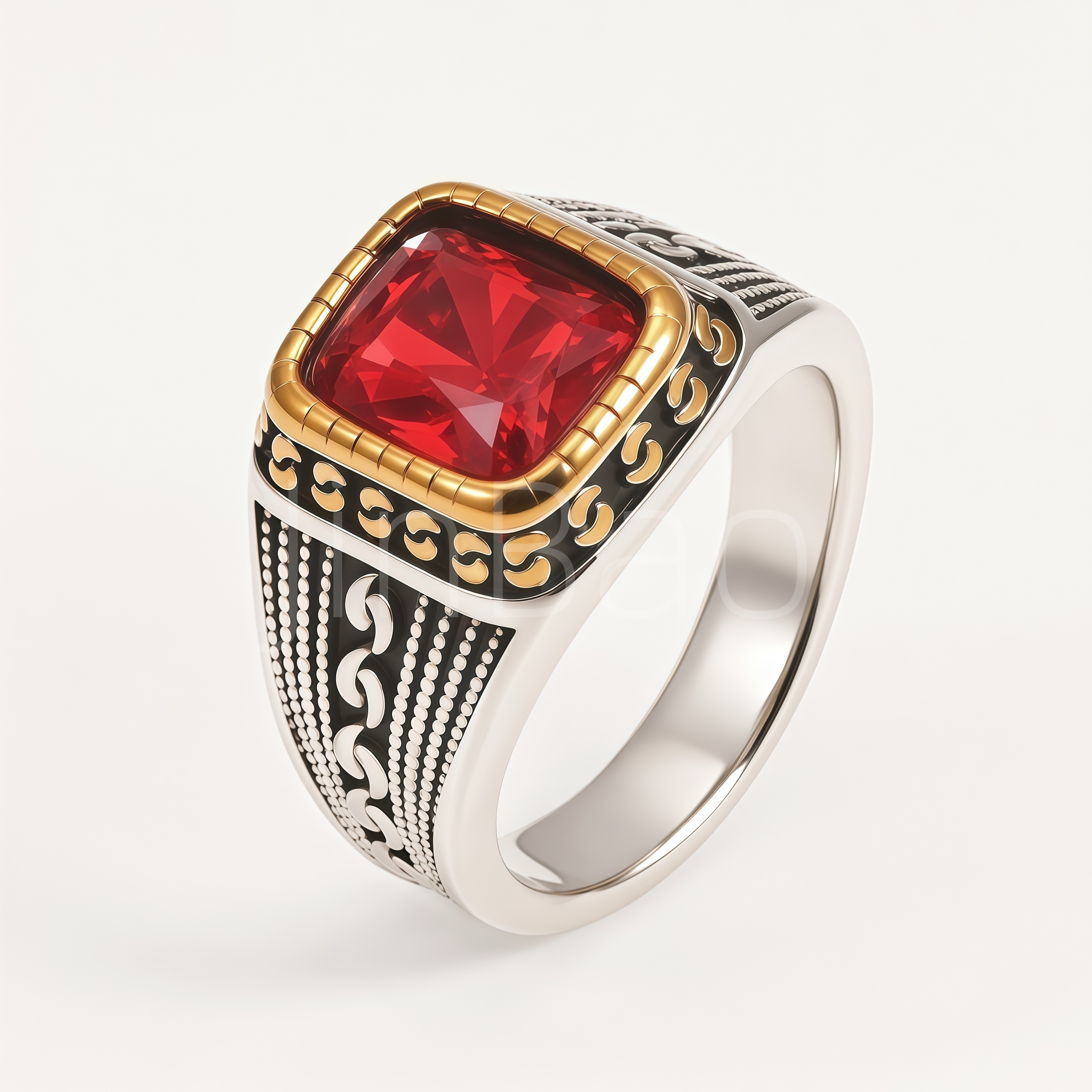 Vintage Rope‑Textured Men Signet Ring | B186