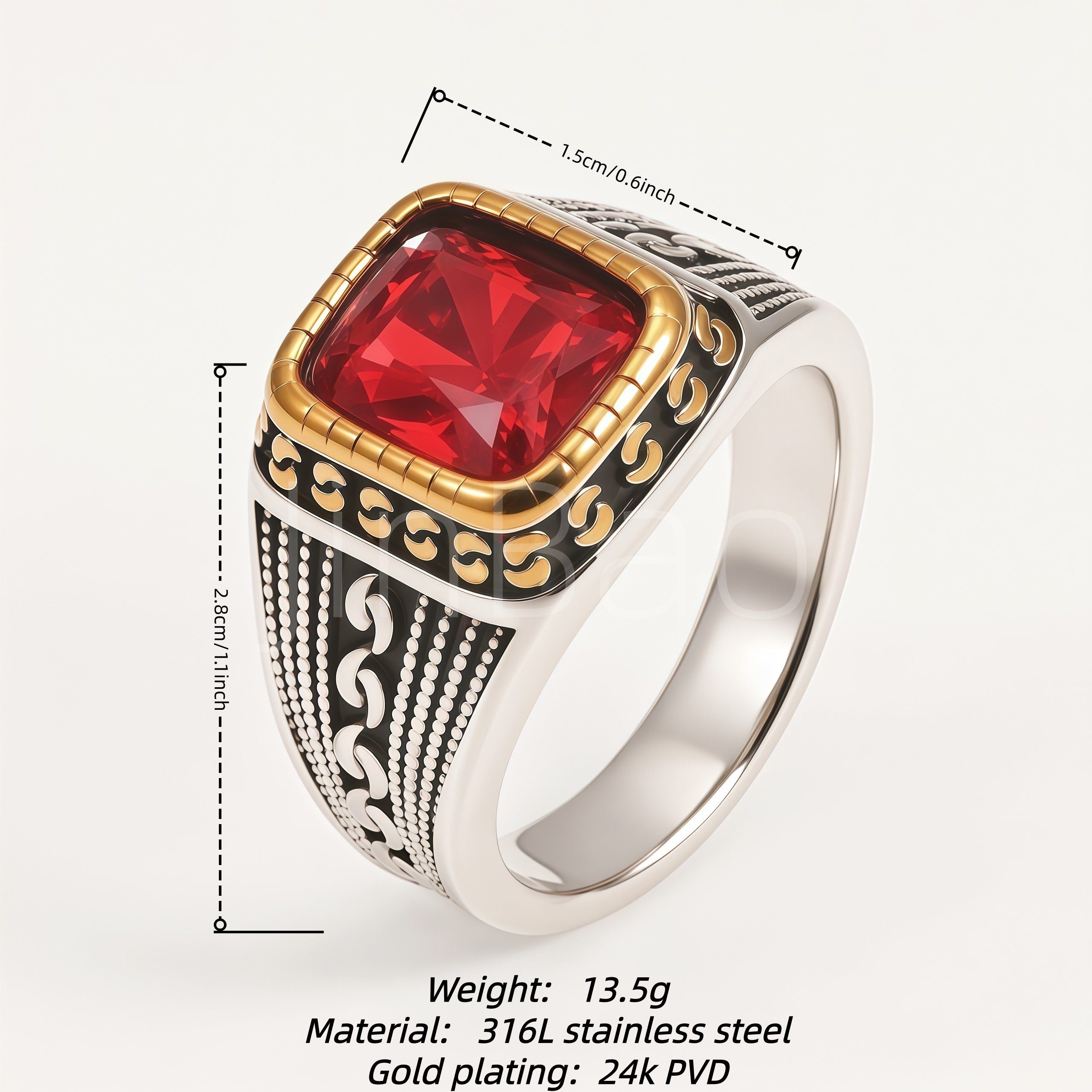 Vintage Rope‑Textured Men Signet Ring | B186