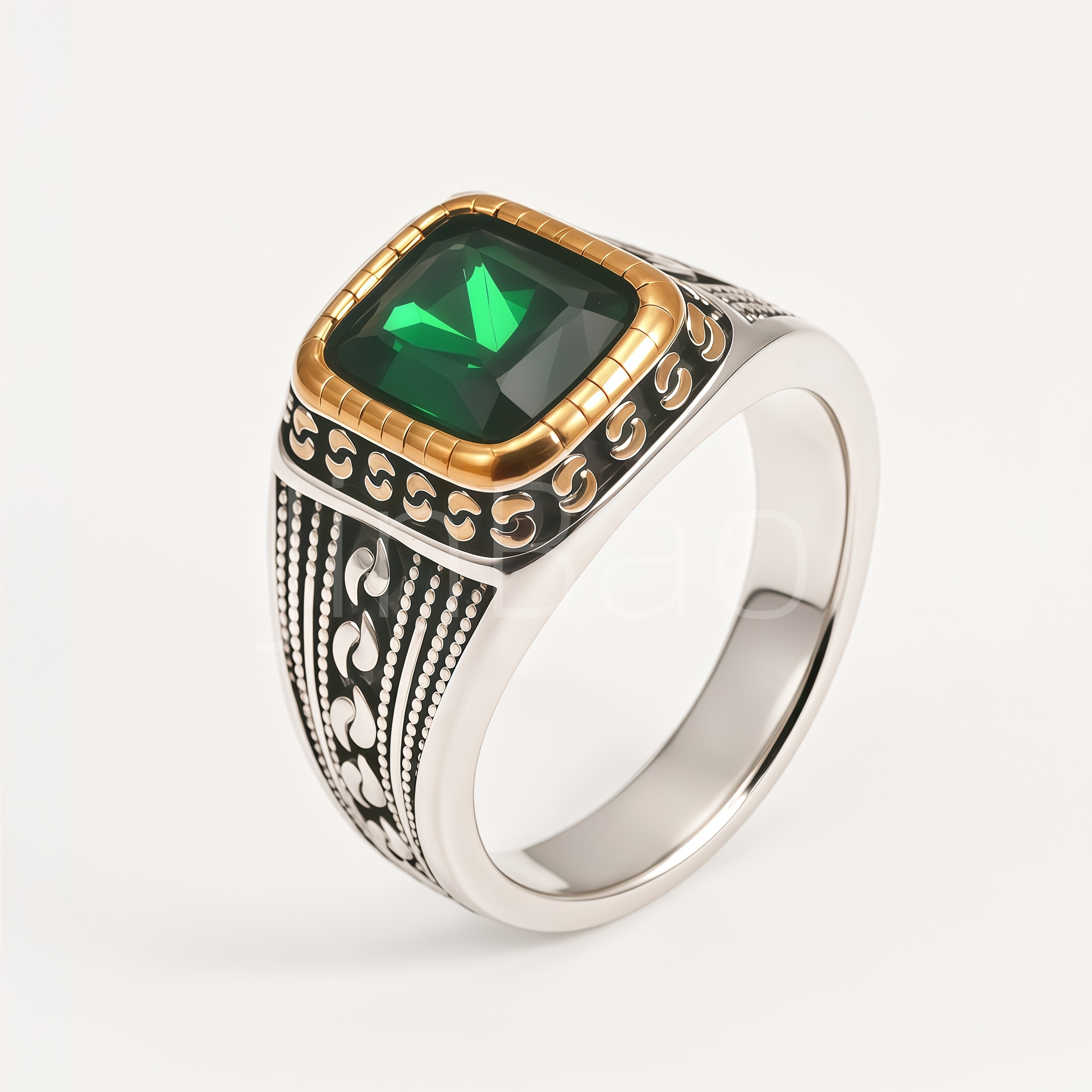 Vintage Rope‑Textured Men Signet Ring | B186
