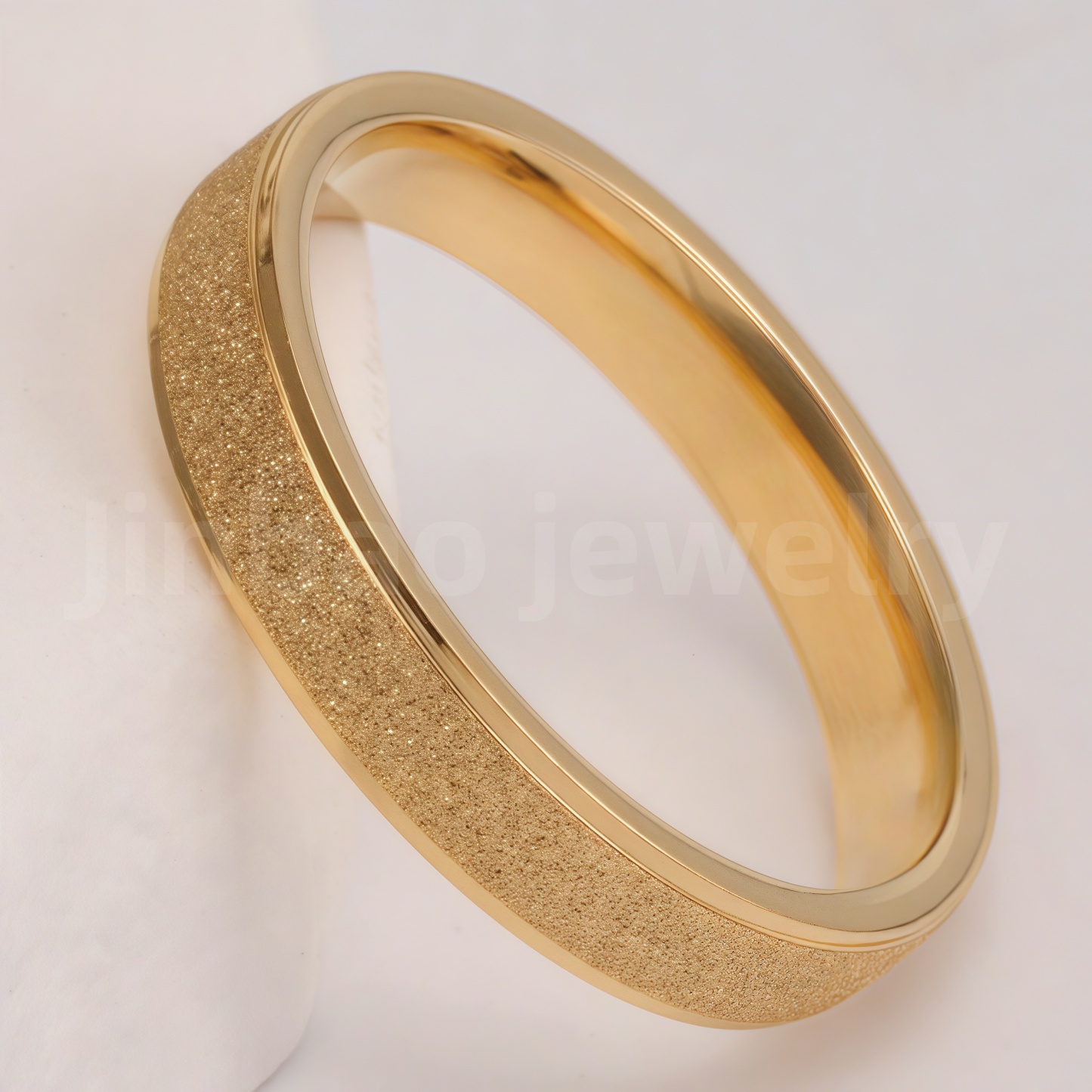 24K Gold-Plating Stainless Steel Personalized Various Crafts Men's Waterproof Ring  4MM-JinBaoJewerly