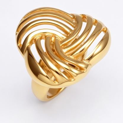 Metallic Texture Braided Knot Ring - Trendy and Versatile Unisex Accessory | G00344-JinBaoJewerly