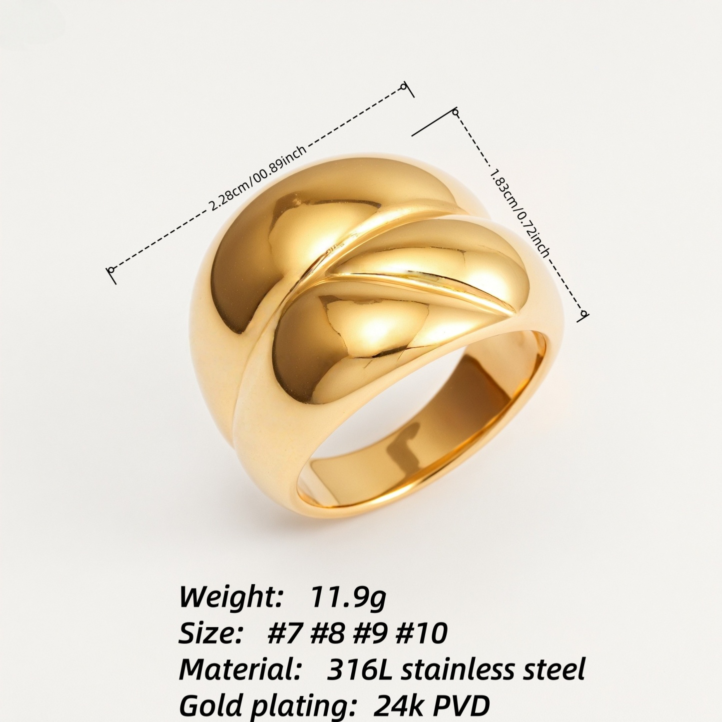 Metallic Texture Geometric Ring - Trendy and Versatile Unisex Accessory | G00331-JinBaoJewerly