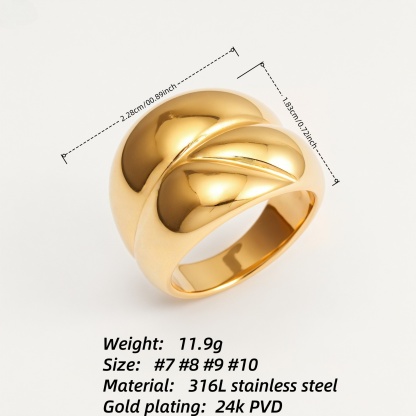 Metallic Texture Geometric Ring - Trendy and Versatile Unisex Accessory | G00331-JinBaoJewerly