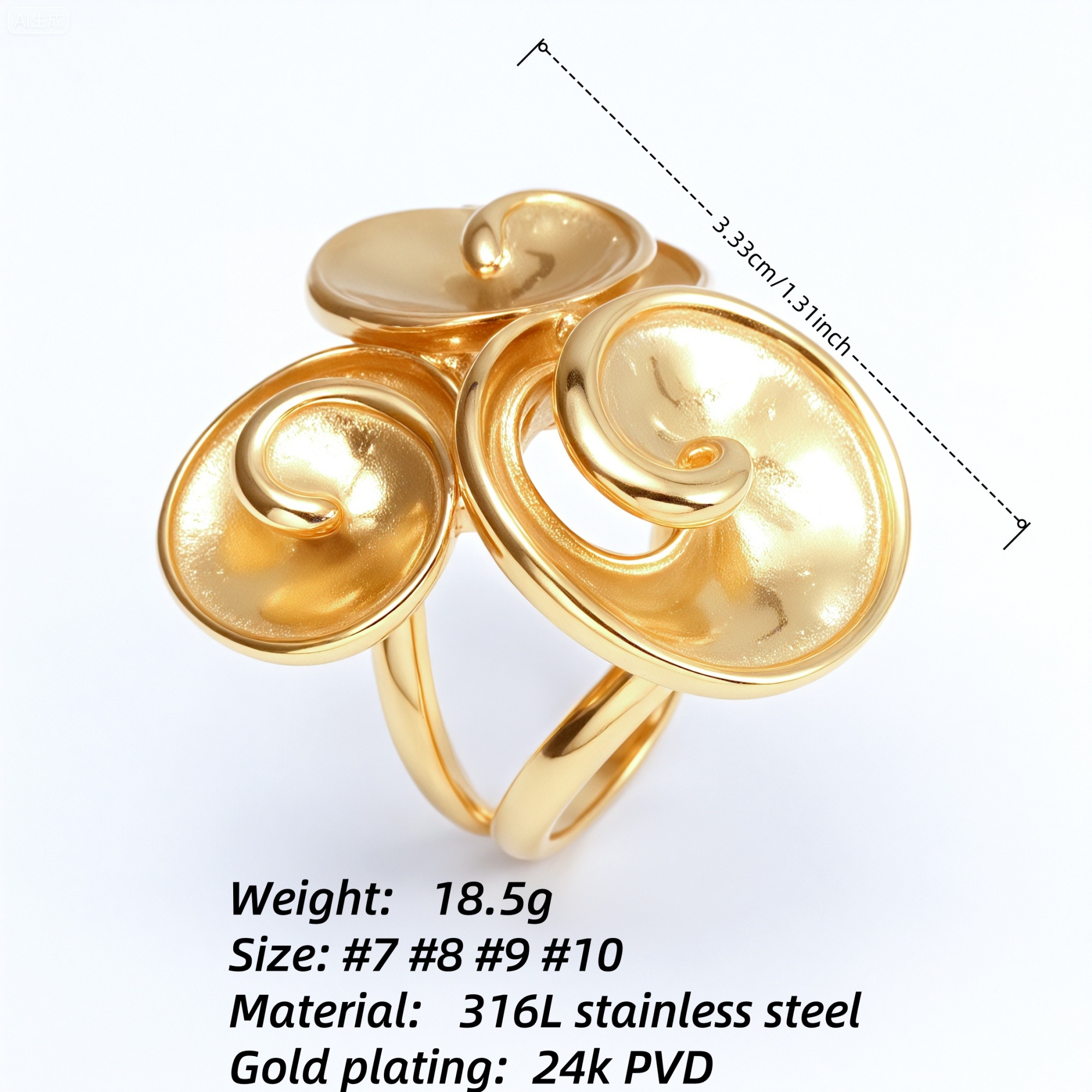 Metallic Texture Geometric Ring - Trendy and Versatile Unisex Accessory | G004503-JinBaoJewerly