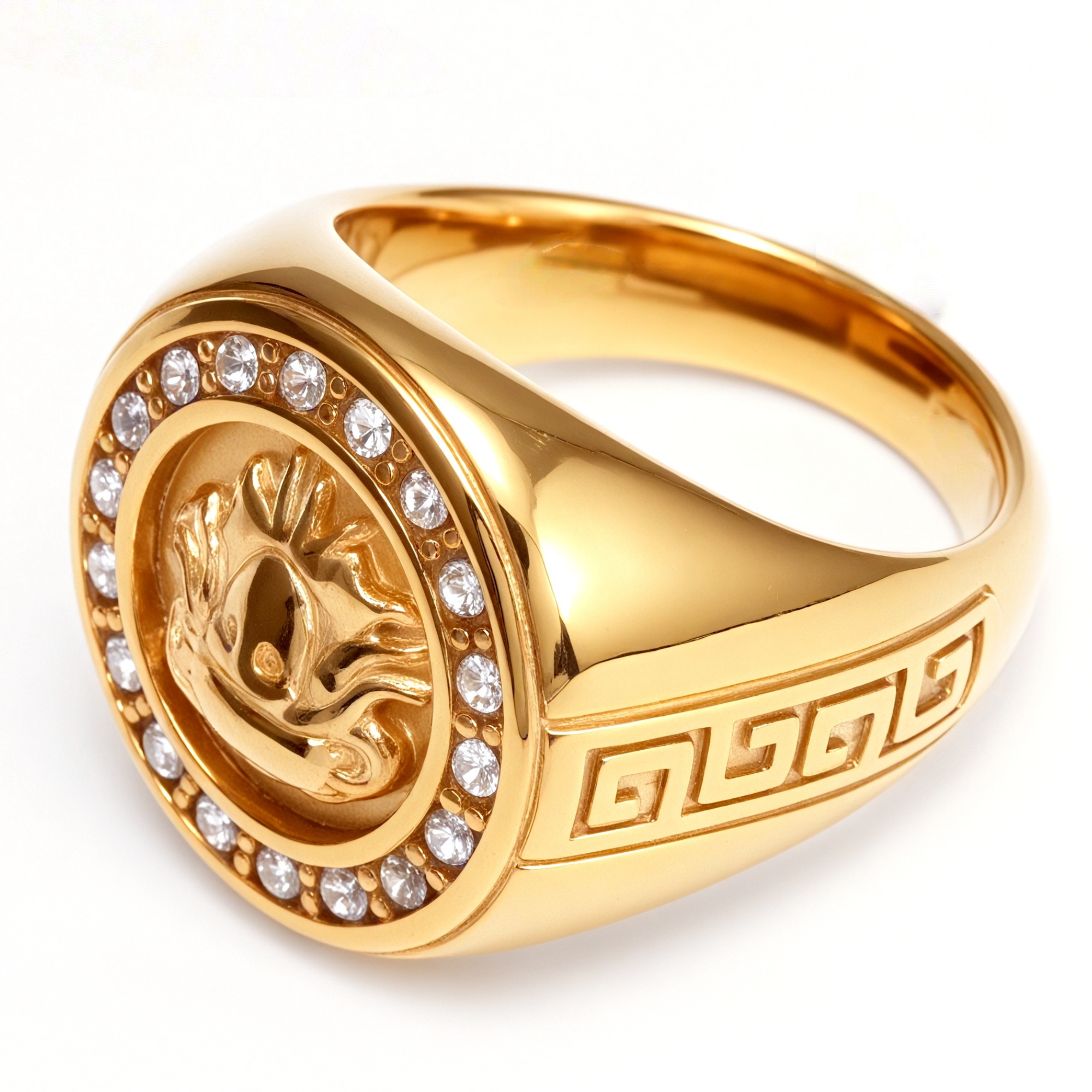 Metal Carved Diamond Inlaid Men's Stainless Steel Ring | DZ1021-JinBaoJewerly