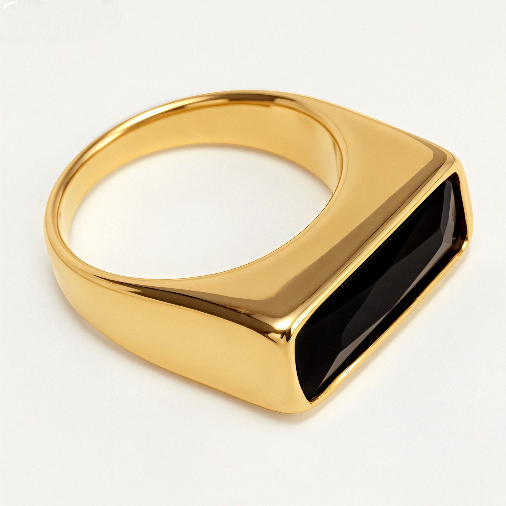 Gold - Inlaid Rectangular Gem Ring - Minimalist and Stylish Jewelry | K003723-JinBaoJewerly